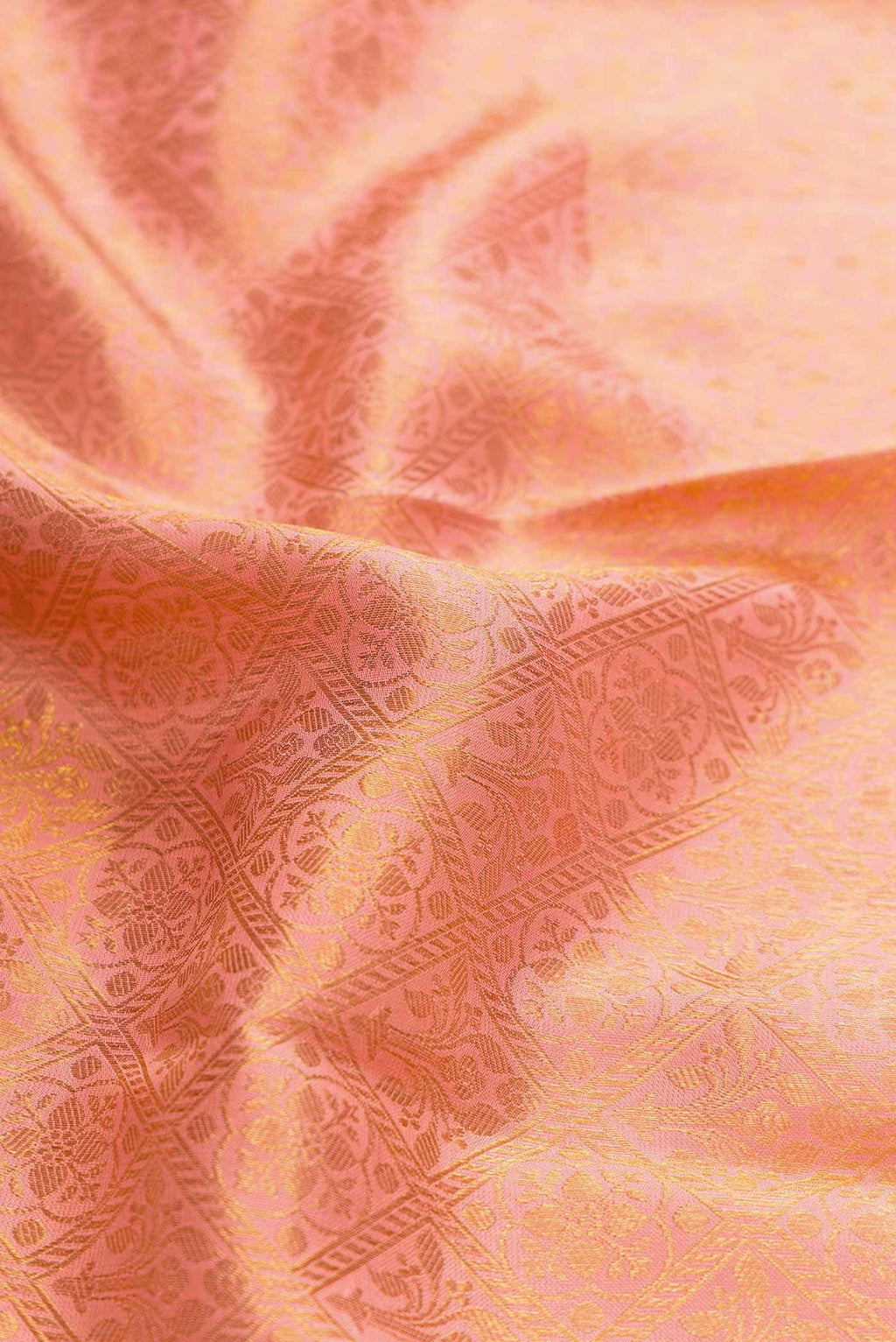 Golden Peach Kanchipuram Silk Saree