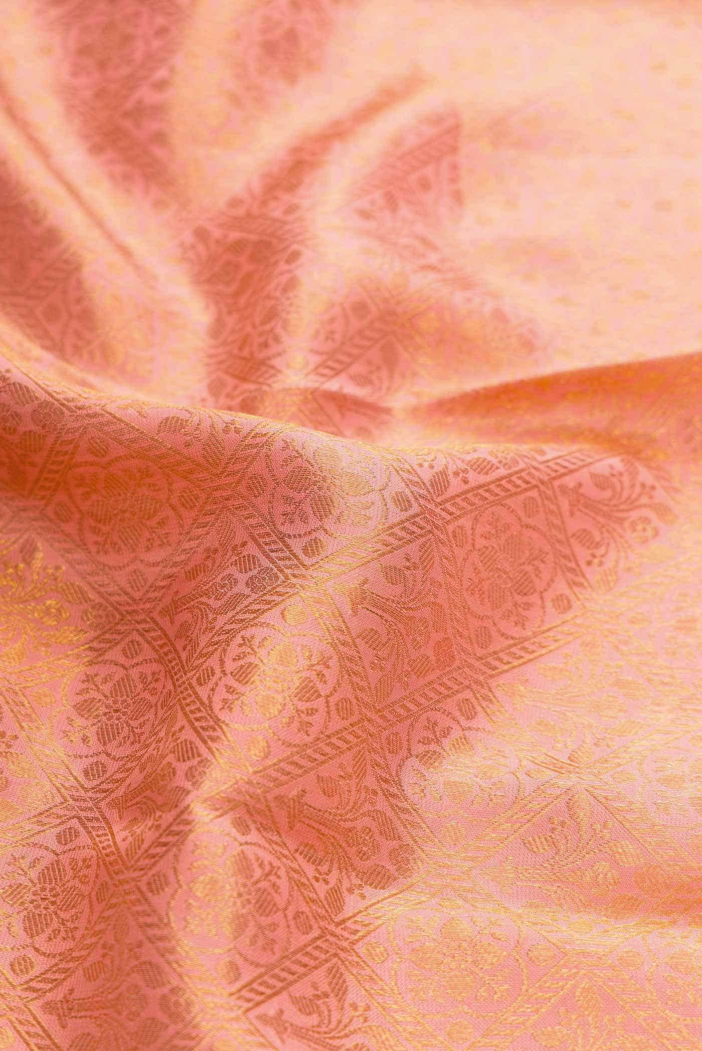 Golden Peach Kanchipuram Silk Saree
