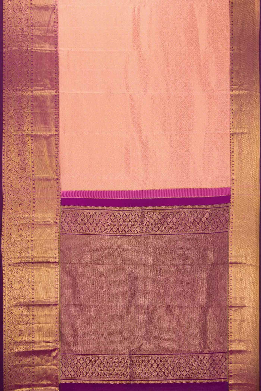 Golden Peach Kanchipuram Silk Saree