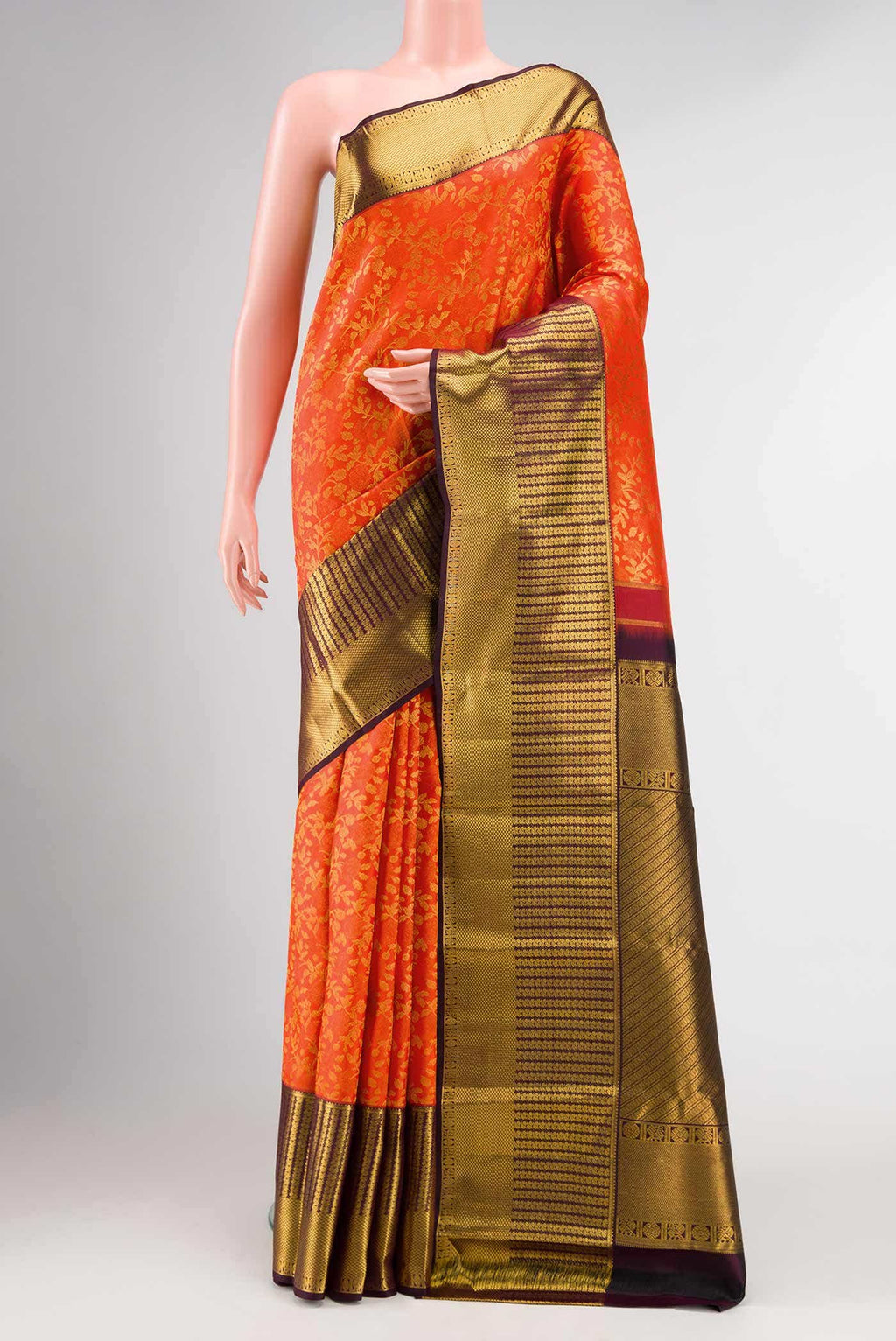 Orange Kanchipuram Silk Saree