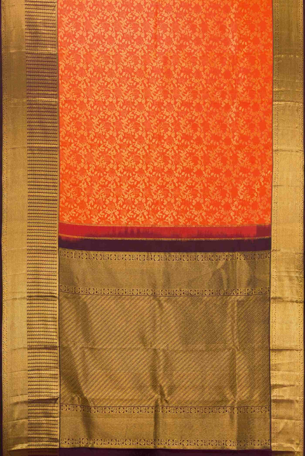Orange Kanchipuram Silk Saree
