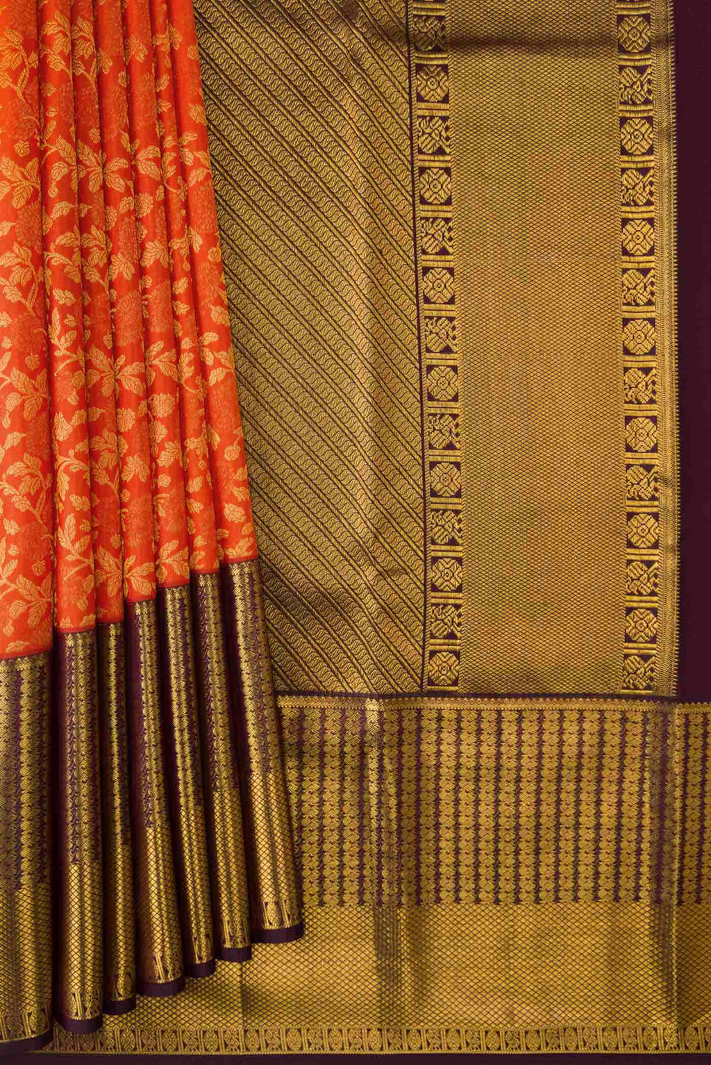 Orange Kanchipuram Silk Saree