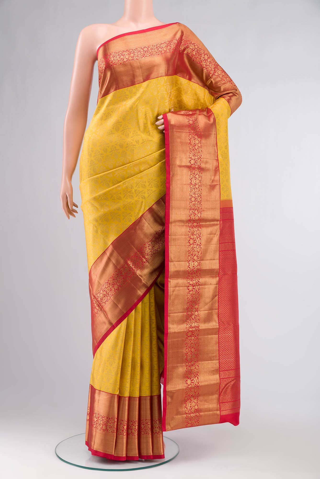 Yellow Kanchipuram Silk Saree