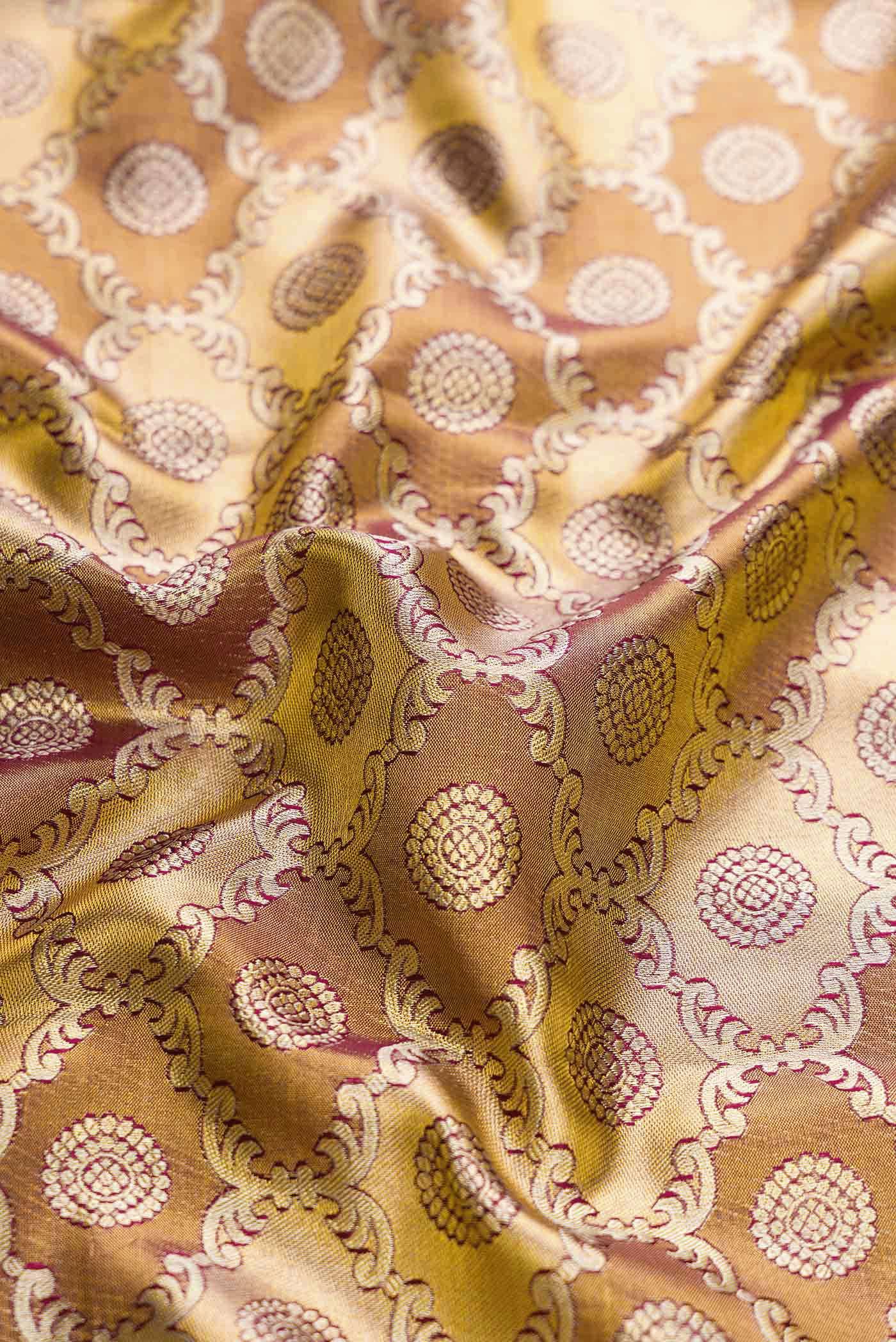Gold Dual Tone Kanchipuram Tissue Silk Saree