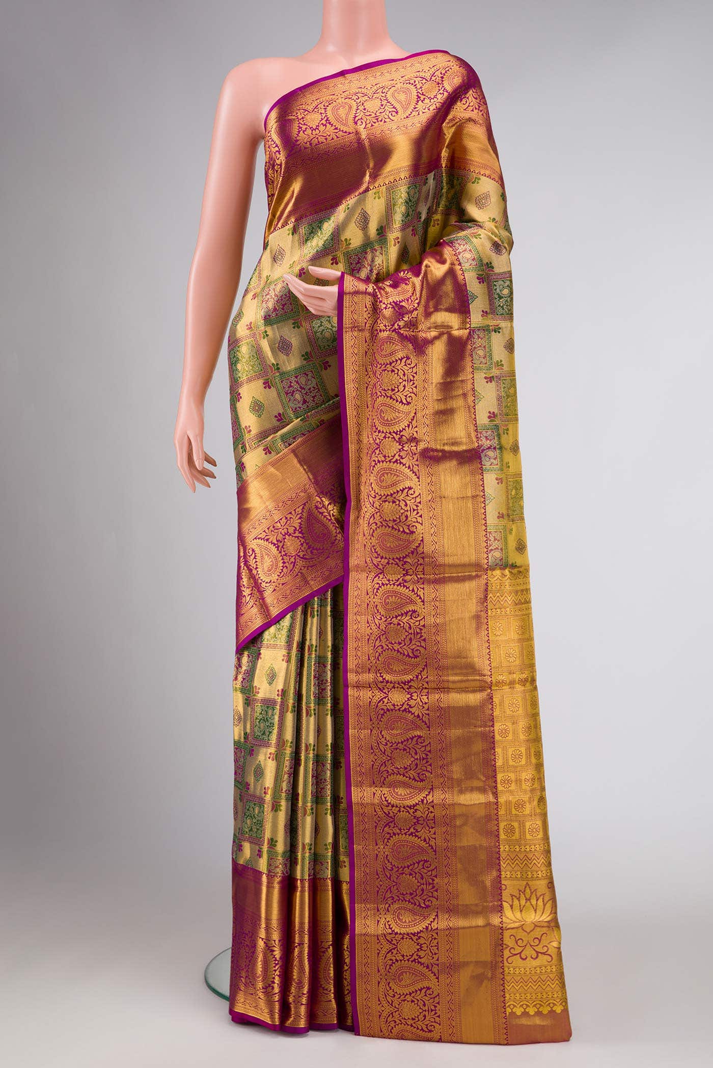 Gold Kanchipuram Tissue Silk Saree
