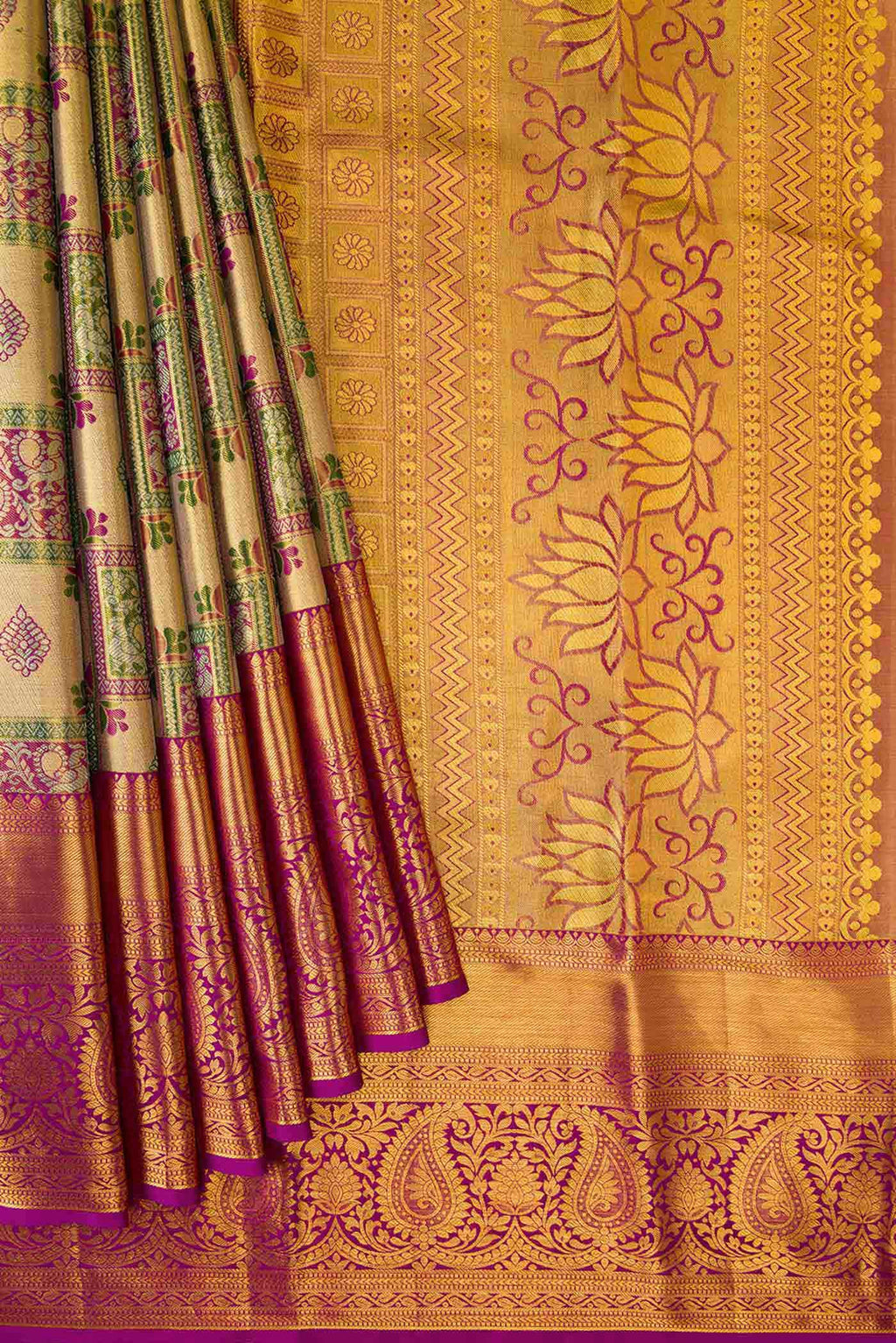 Gold Kanchipuram Tissue Silk Saree