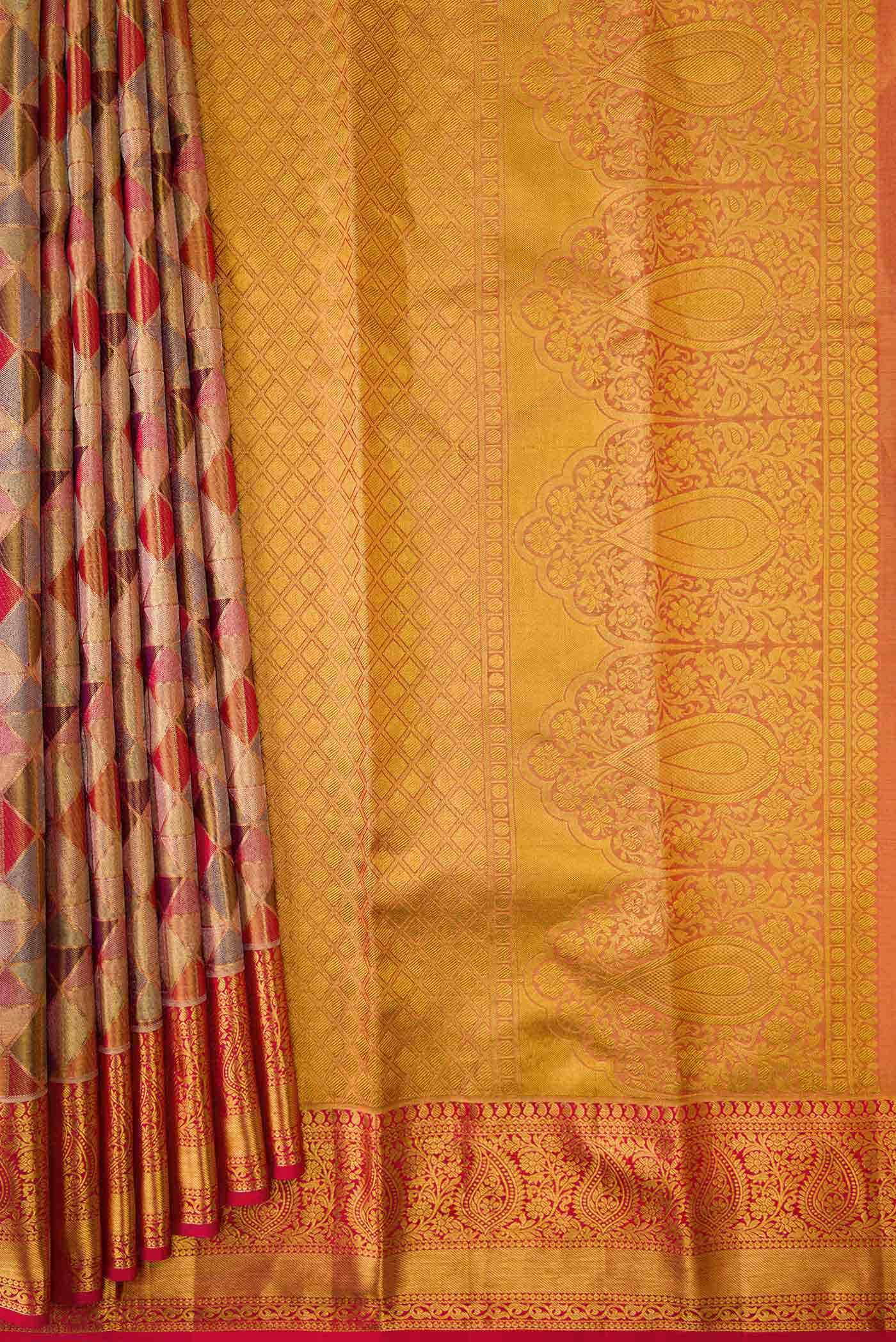 Gold Dual Tone Kanchipuram Tissue Silk Saree