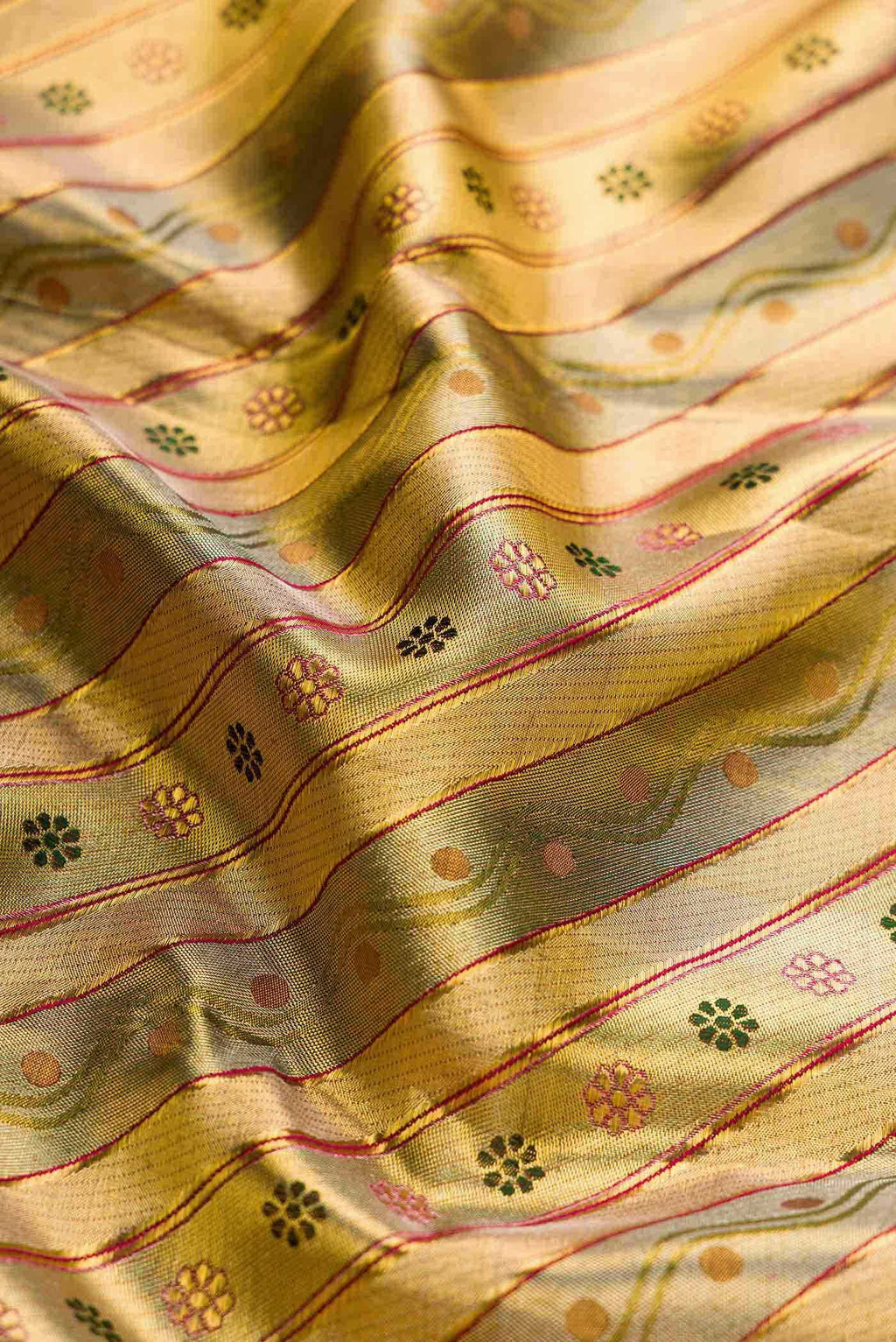 Gold Dual Tone Kanchipuram Tissue Silk Saree