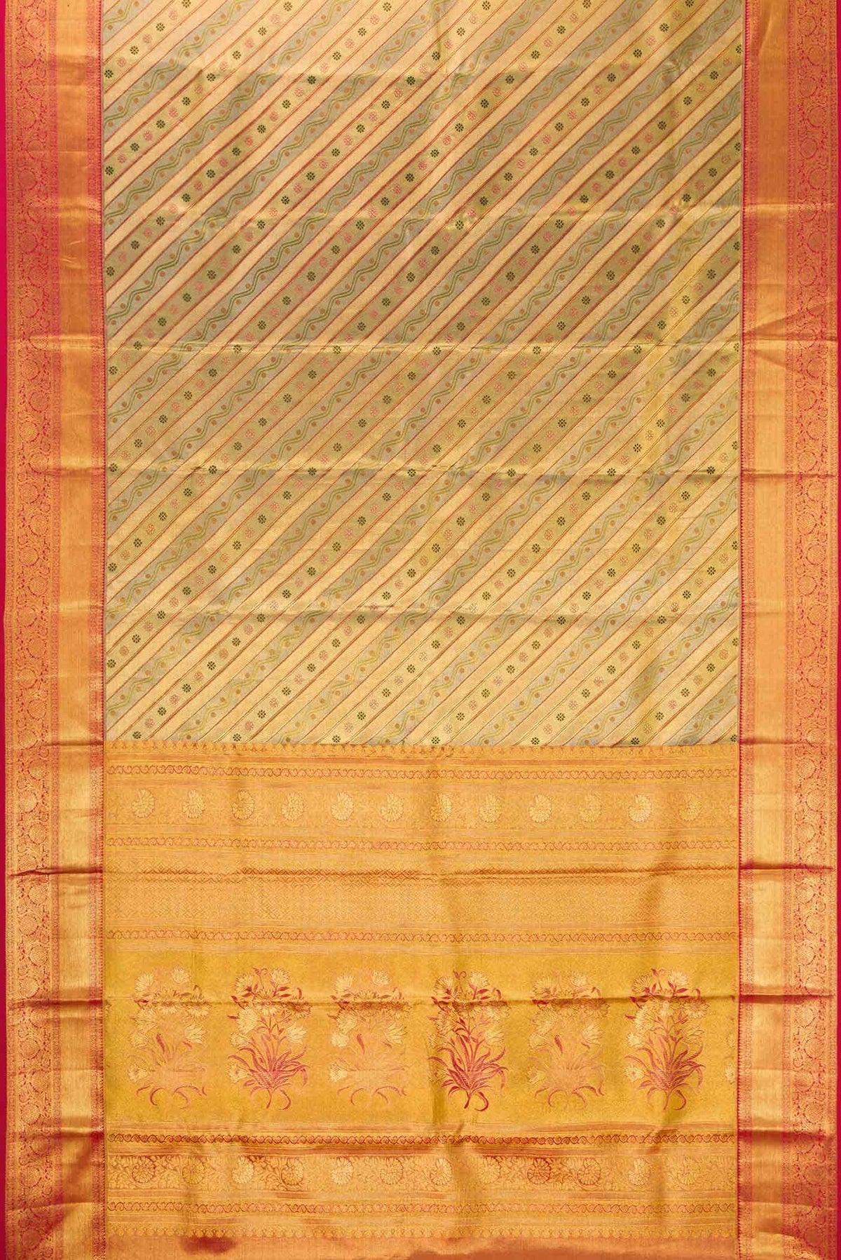 Gold Dual Tone Kanjivaram Tissue Silk Saree