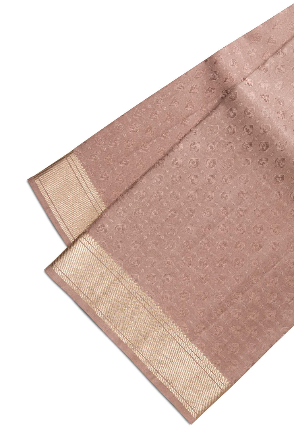 Rose Gold Silk Dhoti With Angavastram (9X 5) Muzham
