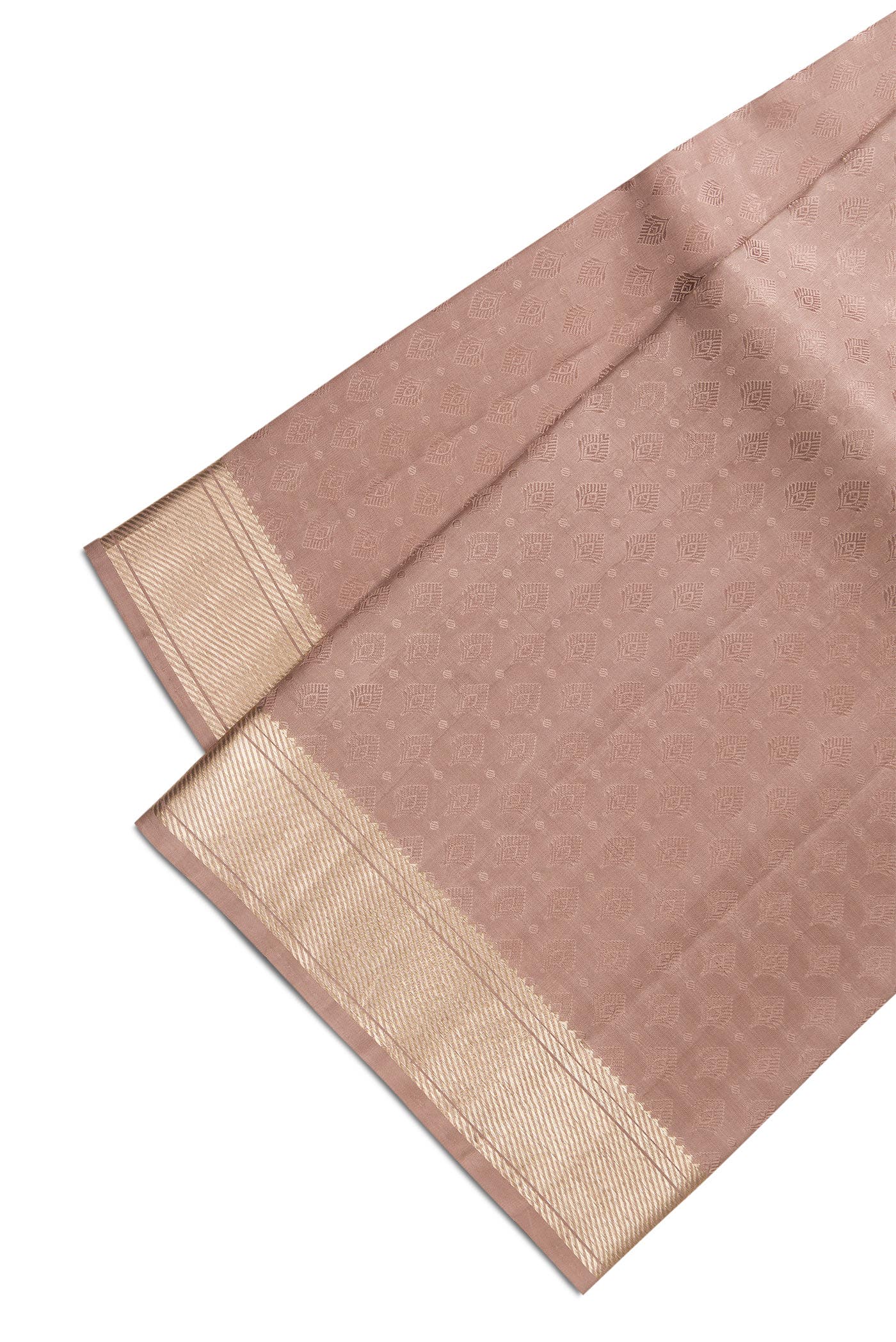 Rose Gold Silk Dhoti With Angavastram (9X 5) Muzham