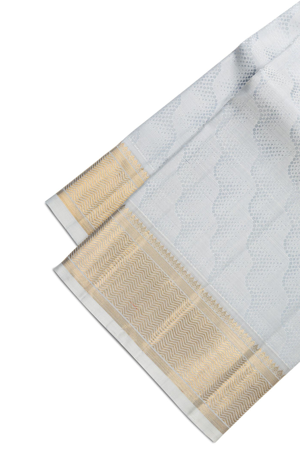 Grey Silk Dhoti With Angavastram (9X 5) Muzham