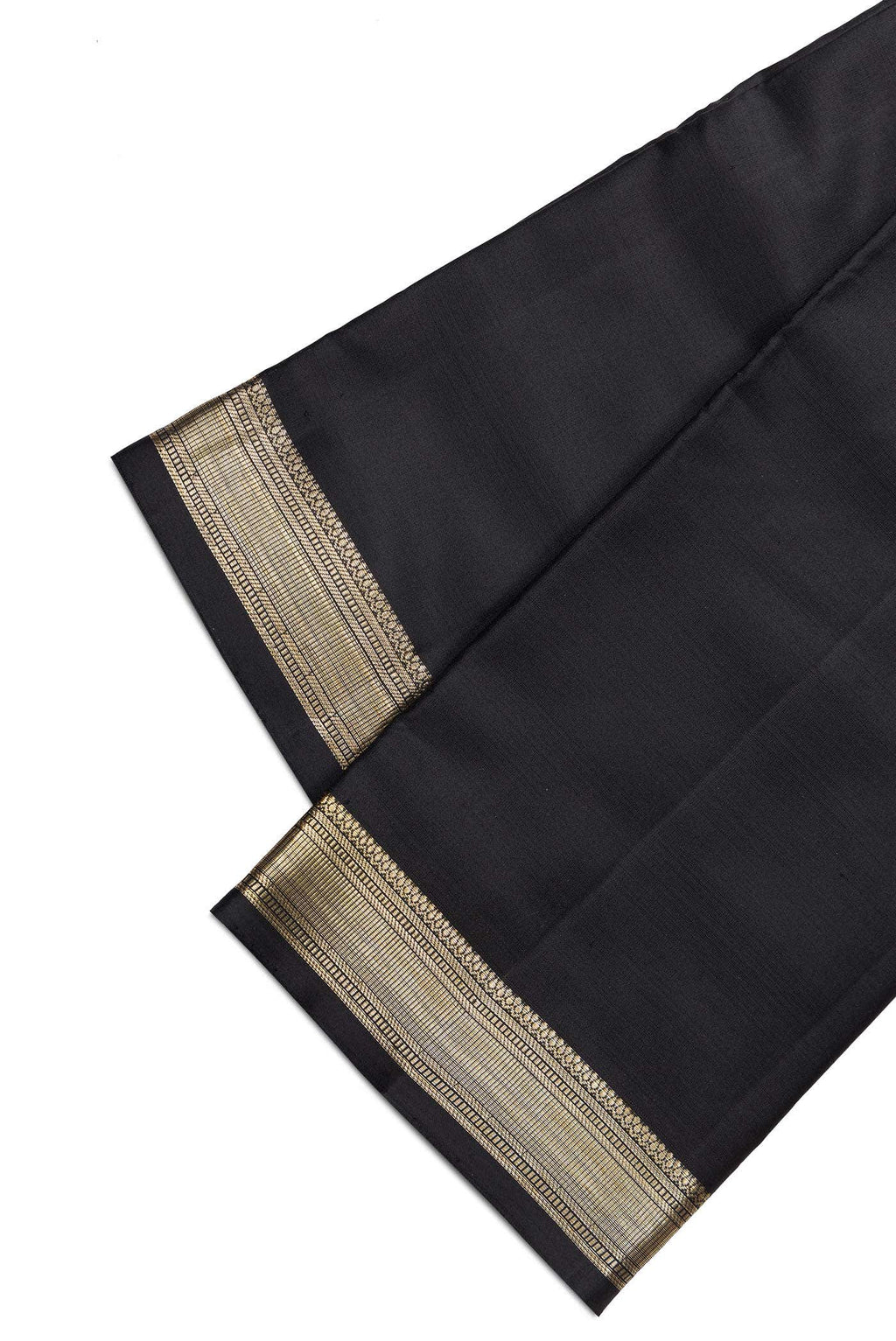 Black Silk Dhoti With Angavastram (9X 5) Muzham