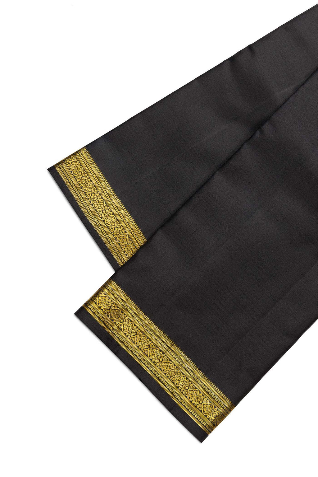 Black Silk Dhoti With Angavastram (9X 5) Muzham