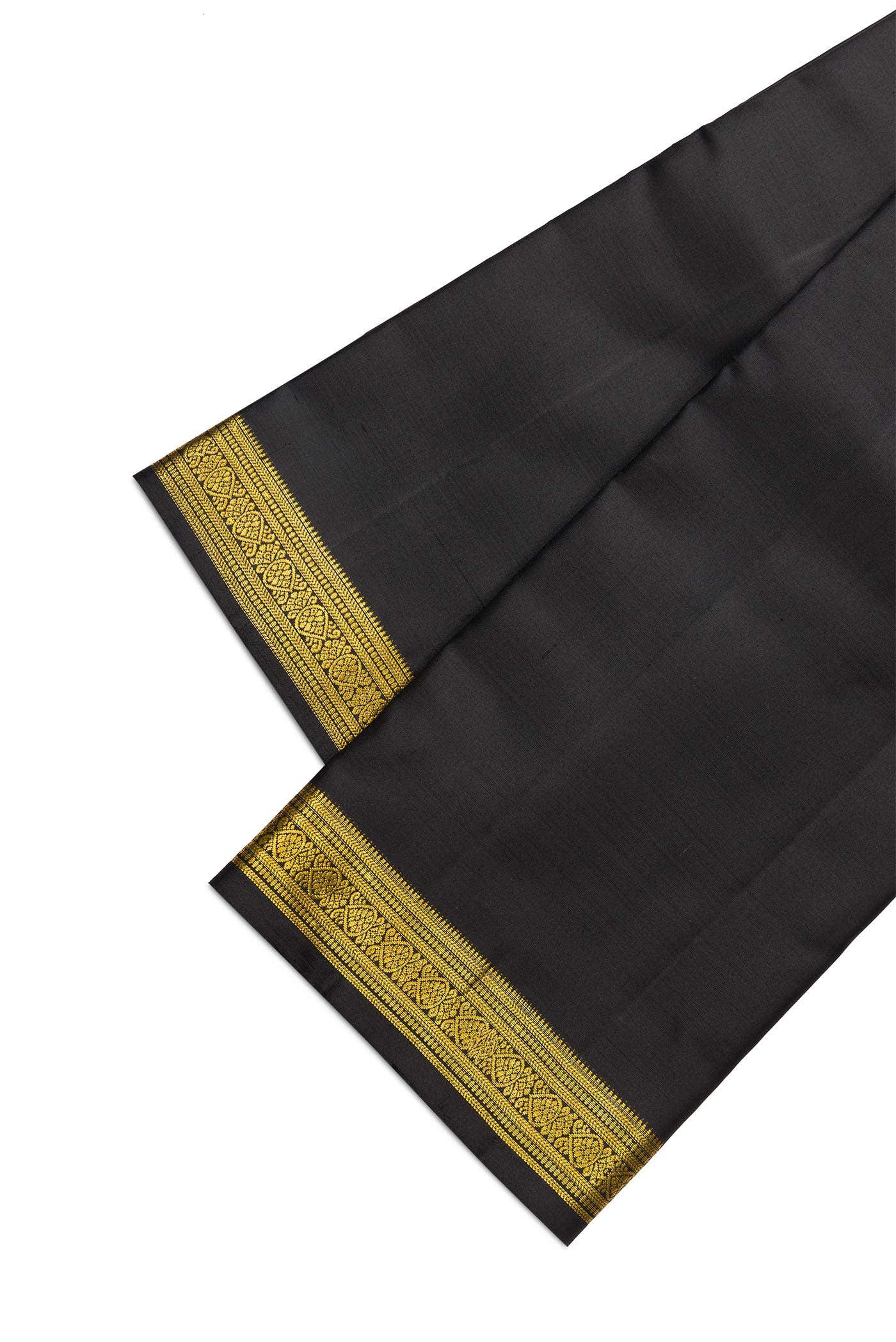 Black Silk Dhoti With Angavastram (9X 5) Muzham