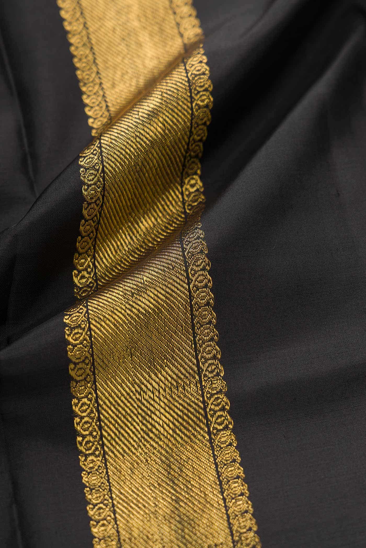 Black Silk Dhoti With Angavastram (9X 5) Muzham