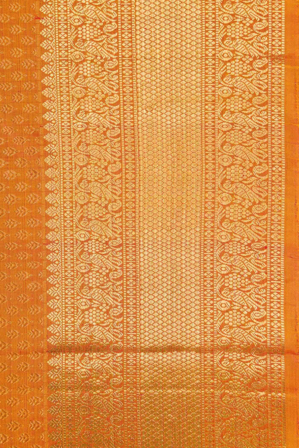 Golden Peach Kanchipuram Silk Saree