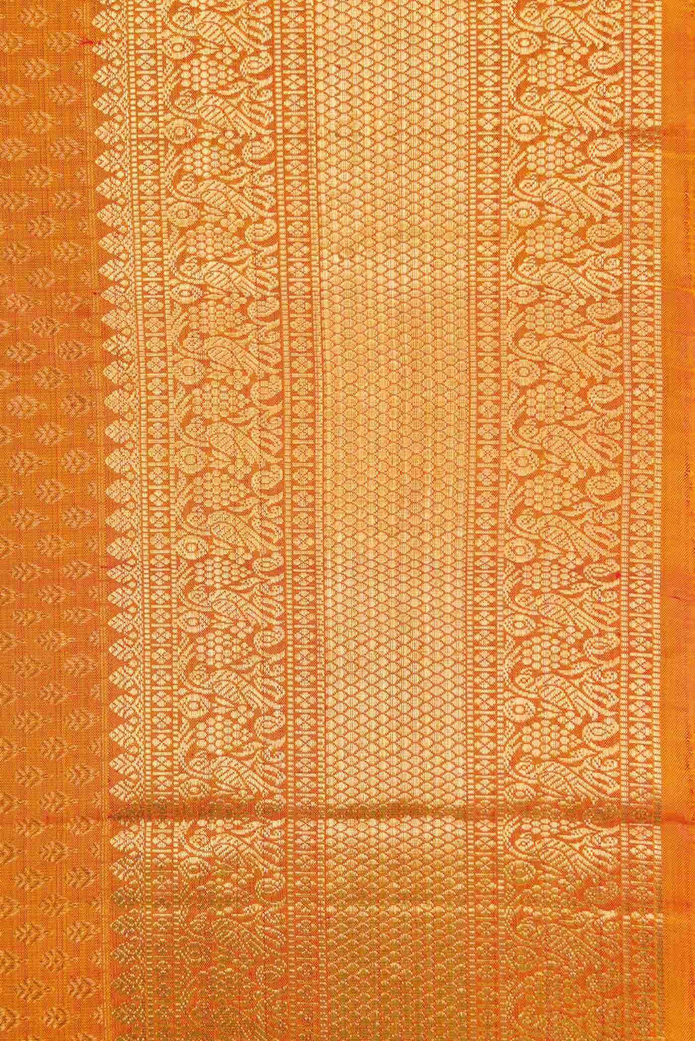 Golden Peach Kanchipuram Silk Saree