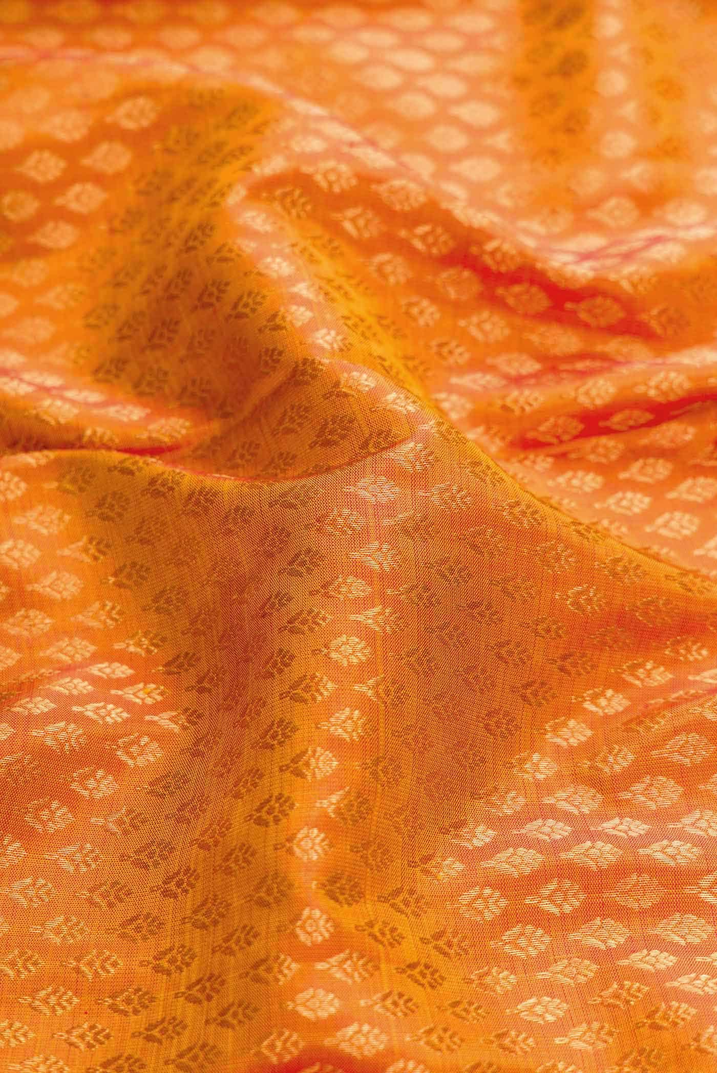 Golden Peach Kanchipuram Silk Saree
