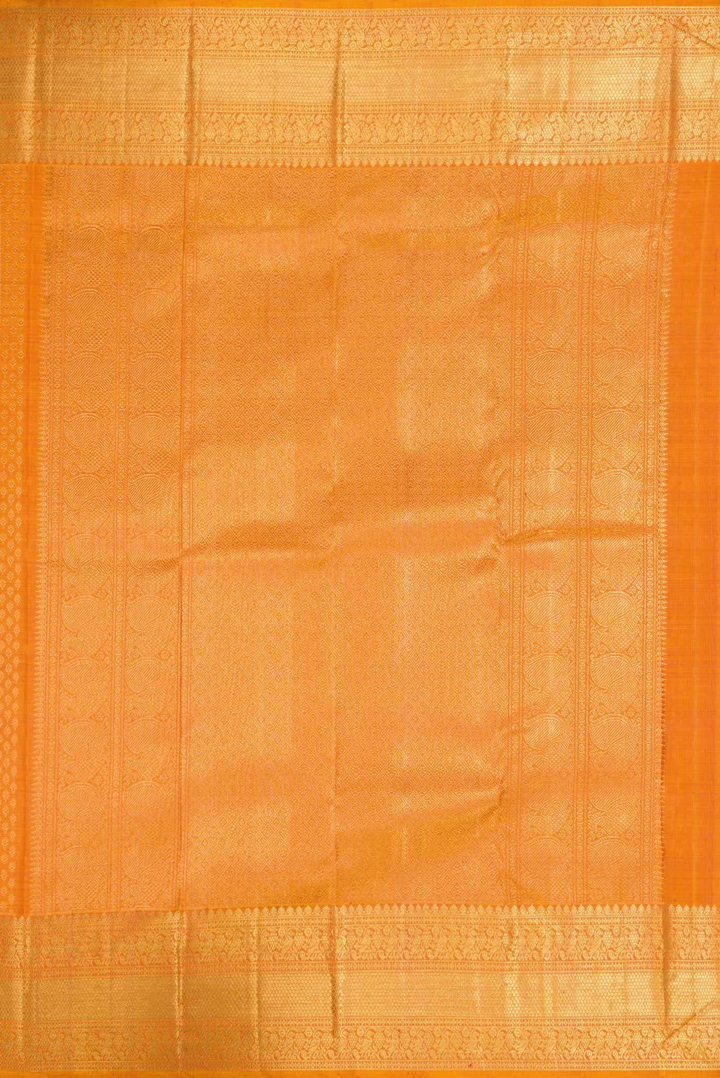 Golden Peach Kanchipuram Silk Saree