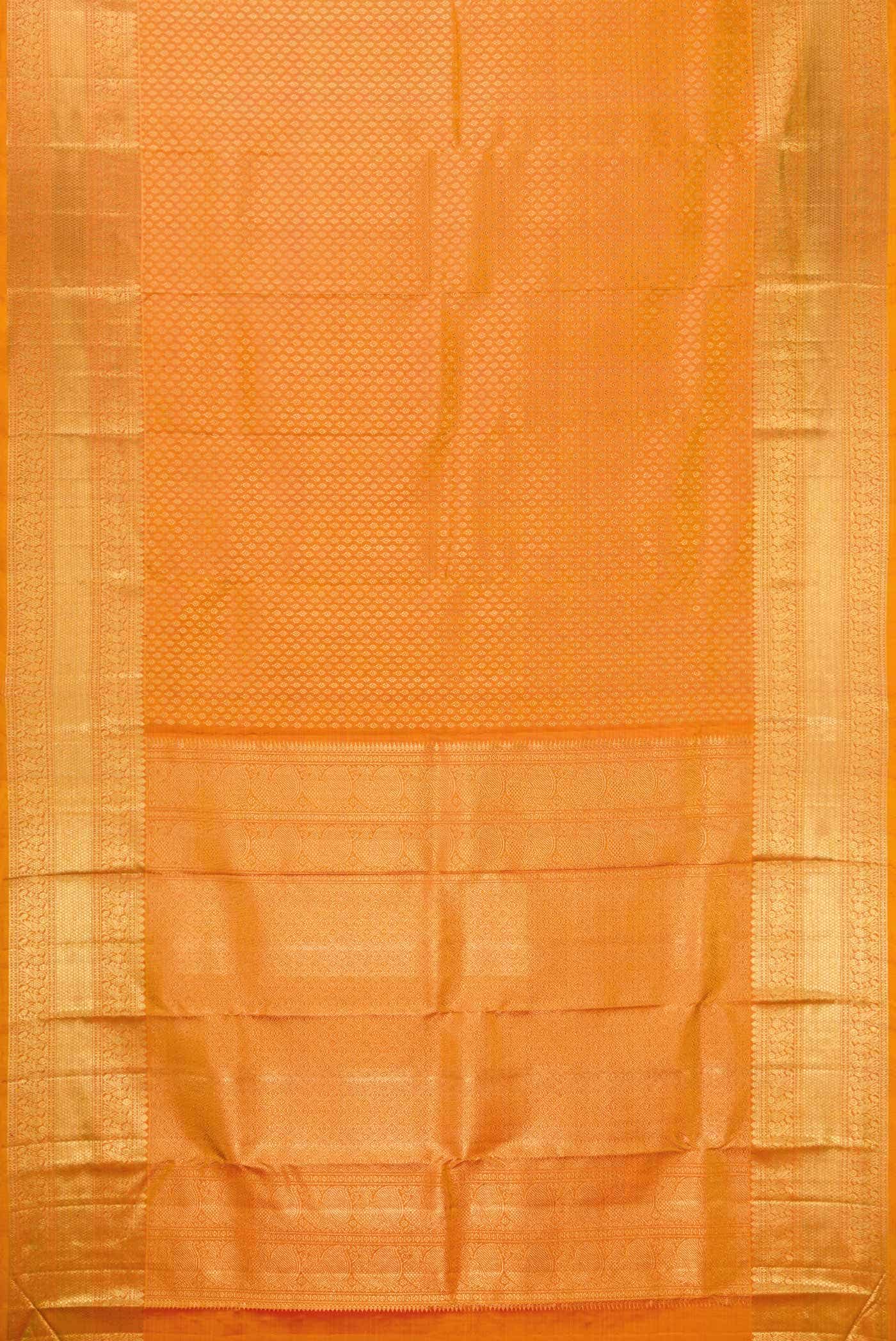 Golden Peach Kanchipuram Silk Saree