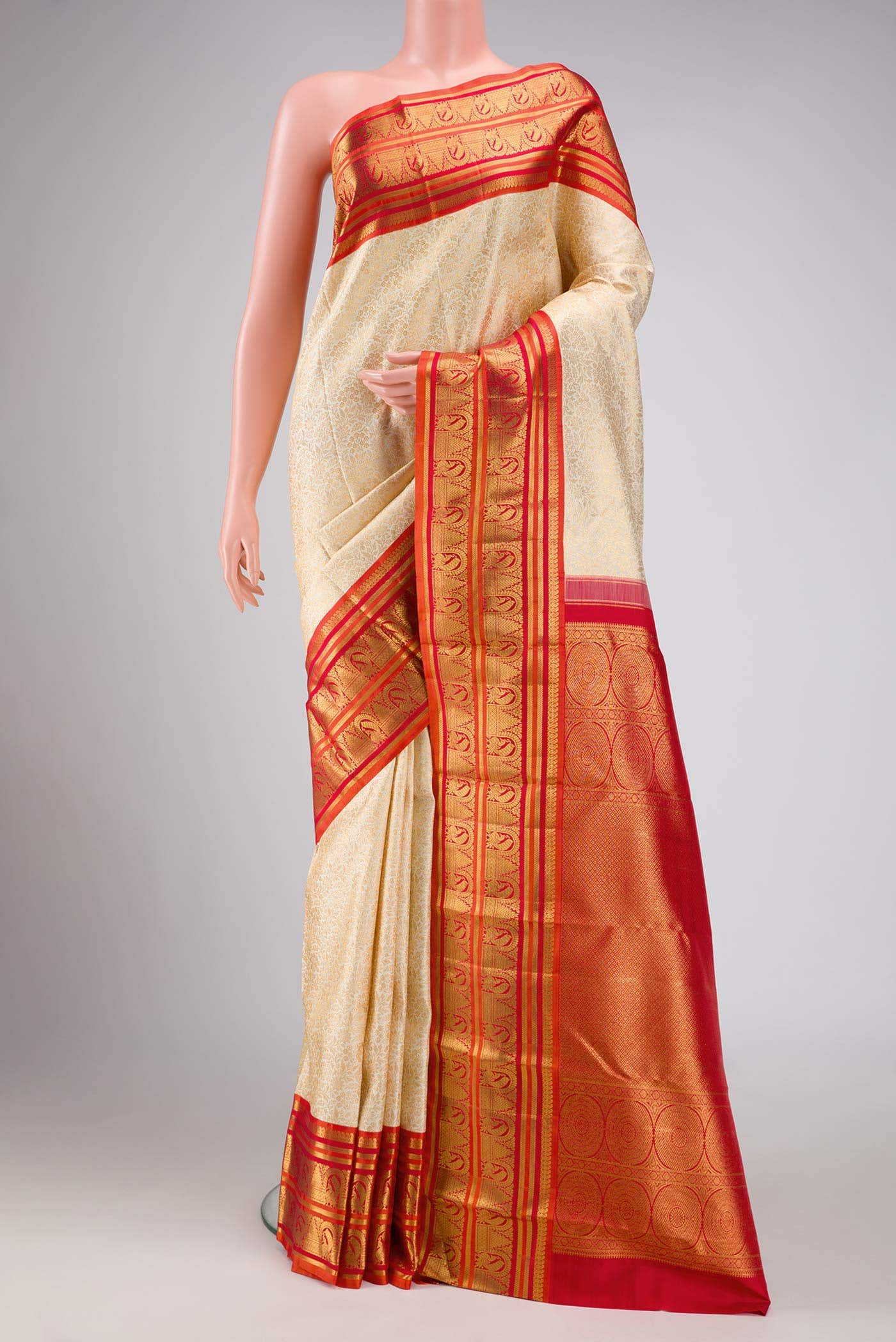 Sandal Kanchipuram Silk Saree