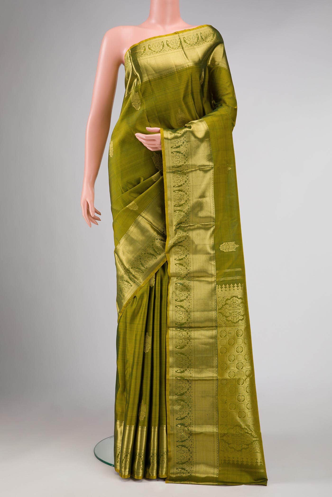 Green Dual Tone Kanchipuram Silk Saree