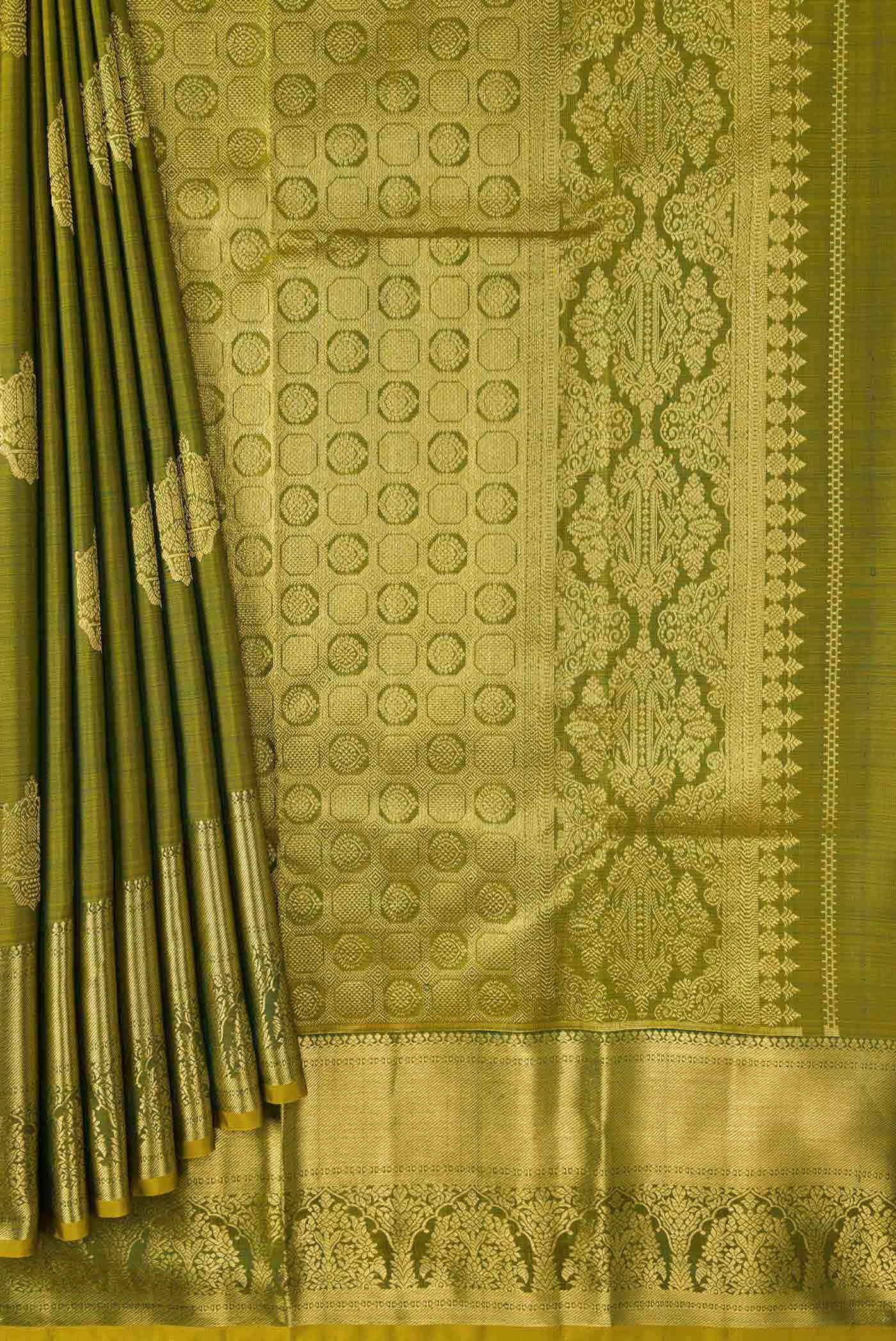 Green Dual Tone Kanchipuram Silk Saree
