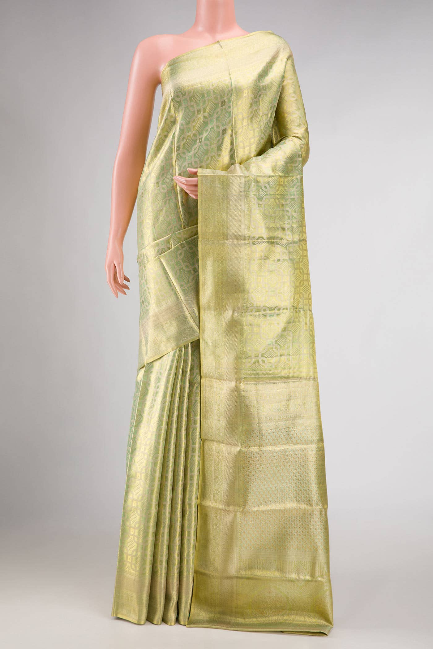 Light Green Dual Tone Kanchipuram Tissue Silk Saree