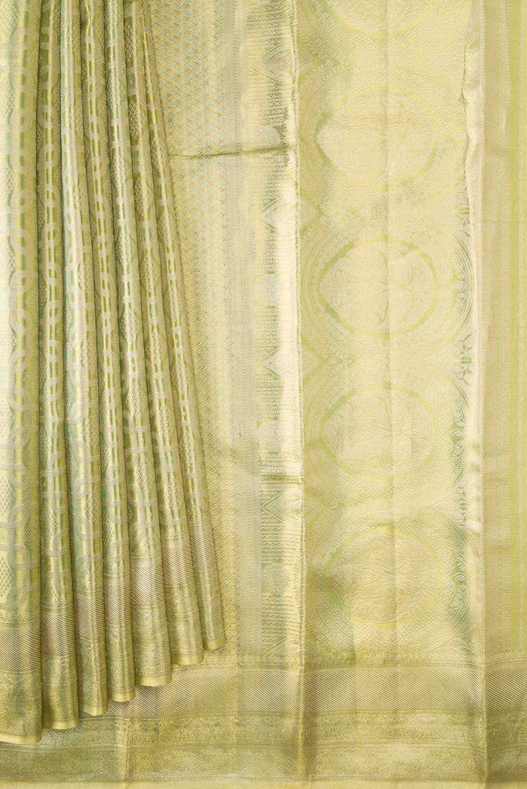 Light Green Dual Tone Kanchipuram Tissue Silk Saree
