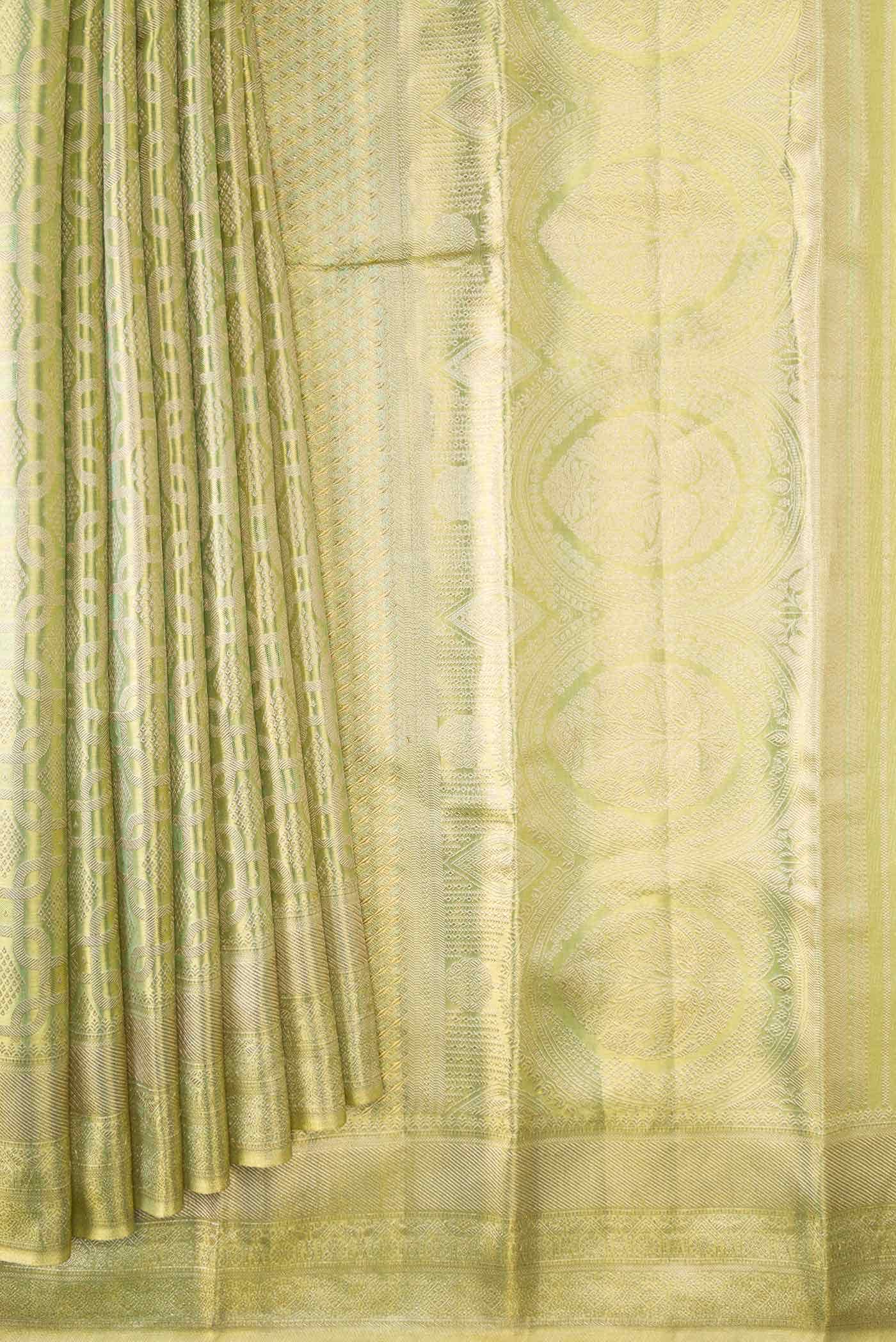 Light Green Dual Tone Kanchipuram Tissue Silk Saree