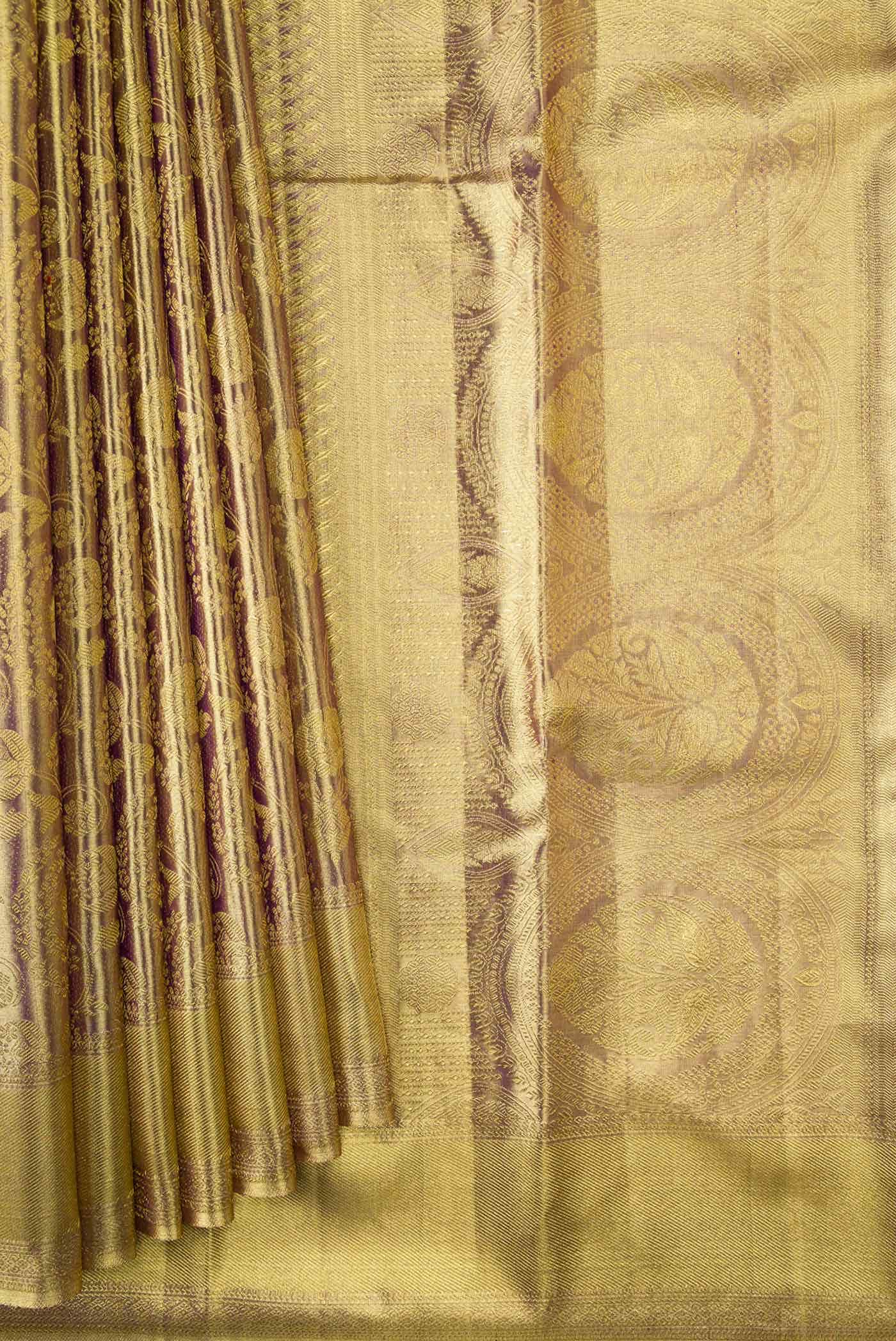 Gold Dual Tone Kanchipuram Tissue Silk Saree