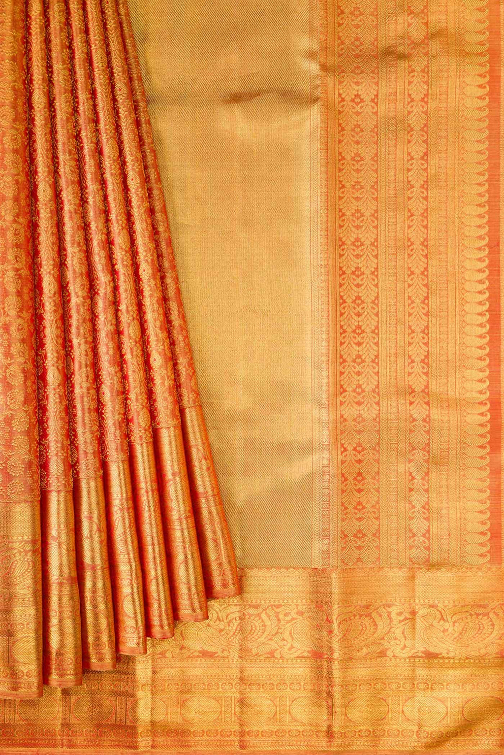 Red Dual Tone Kanchipuram Tissue Silk Saree