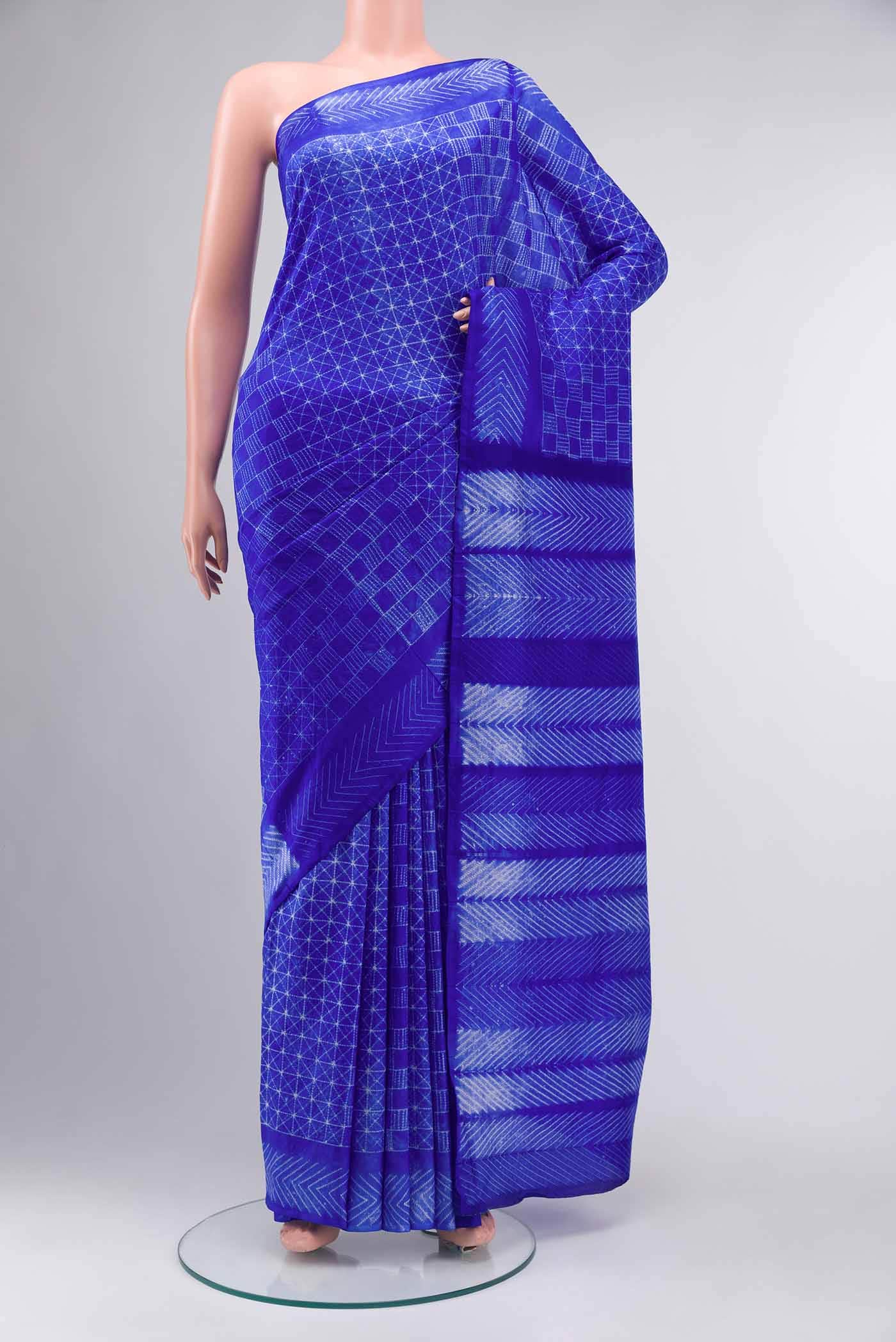 Blue Tussar Silk Saree