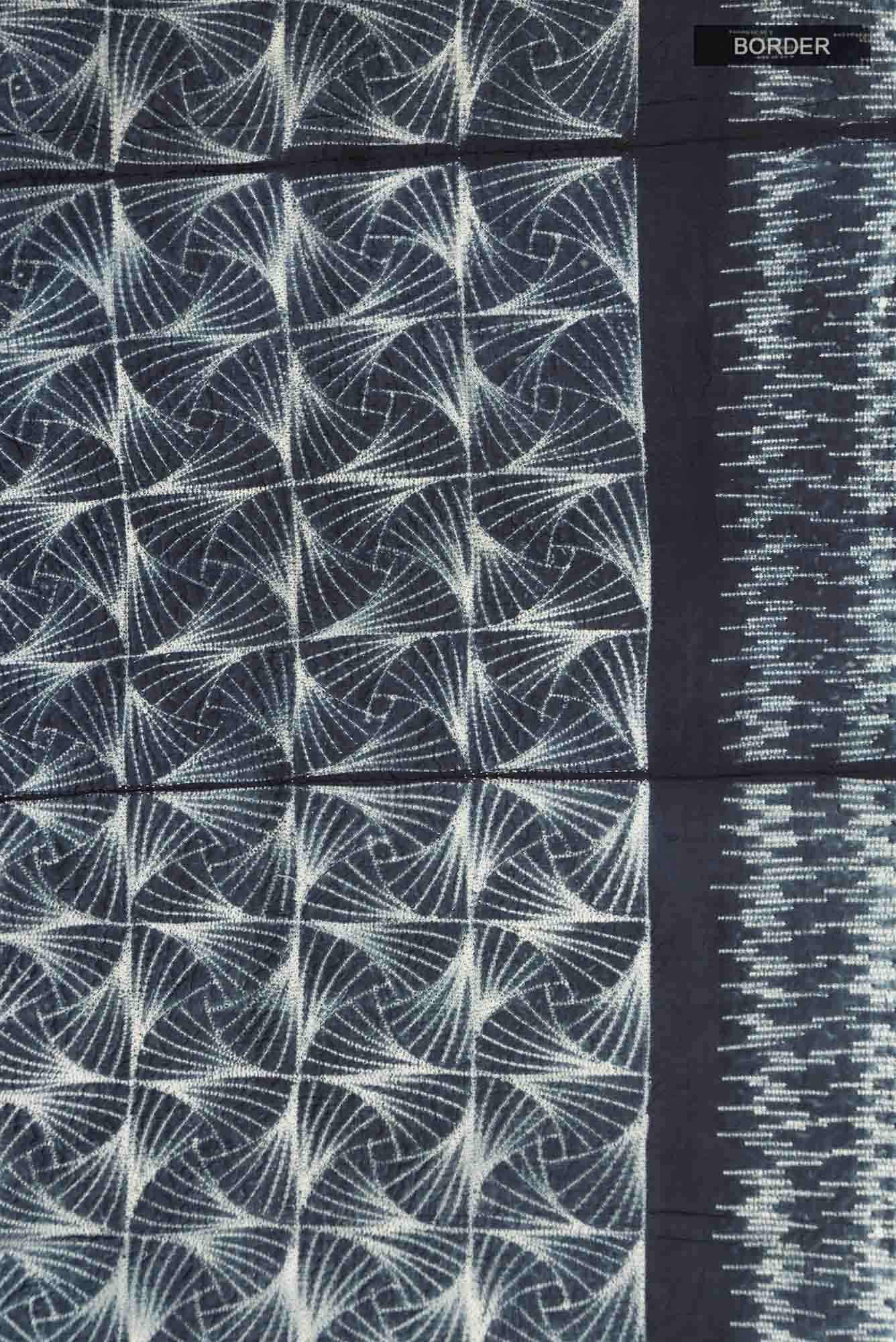 Grey Printed Silk Saree