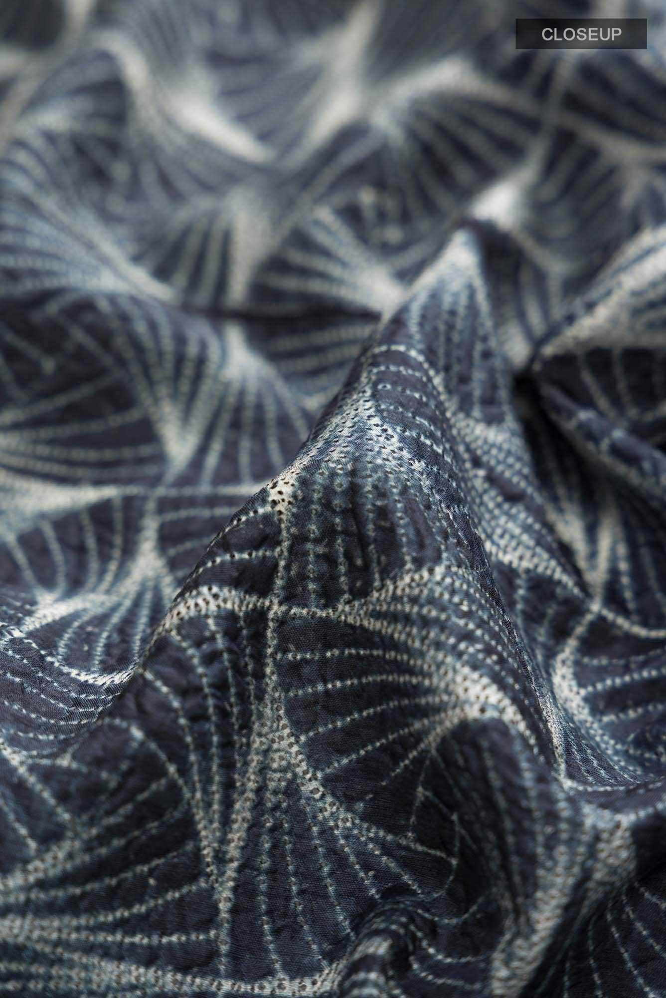 Grey Printed Silk Saree