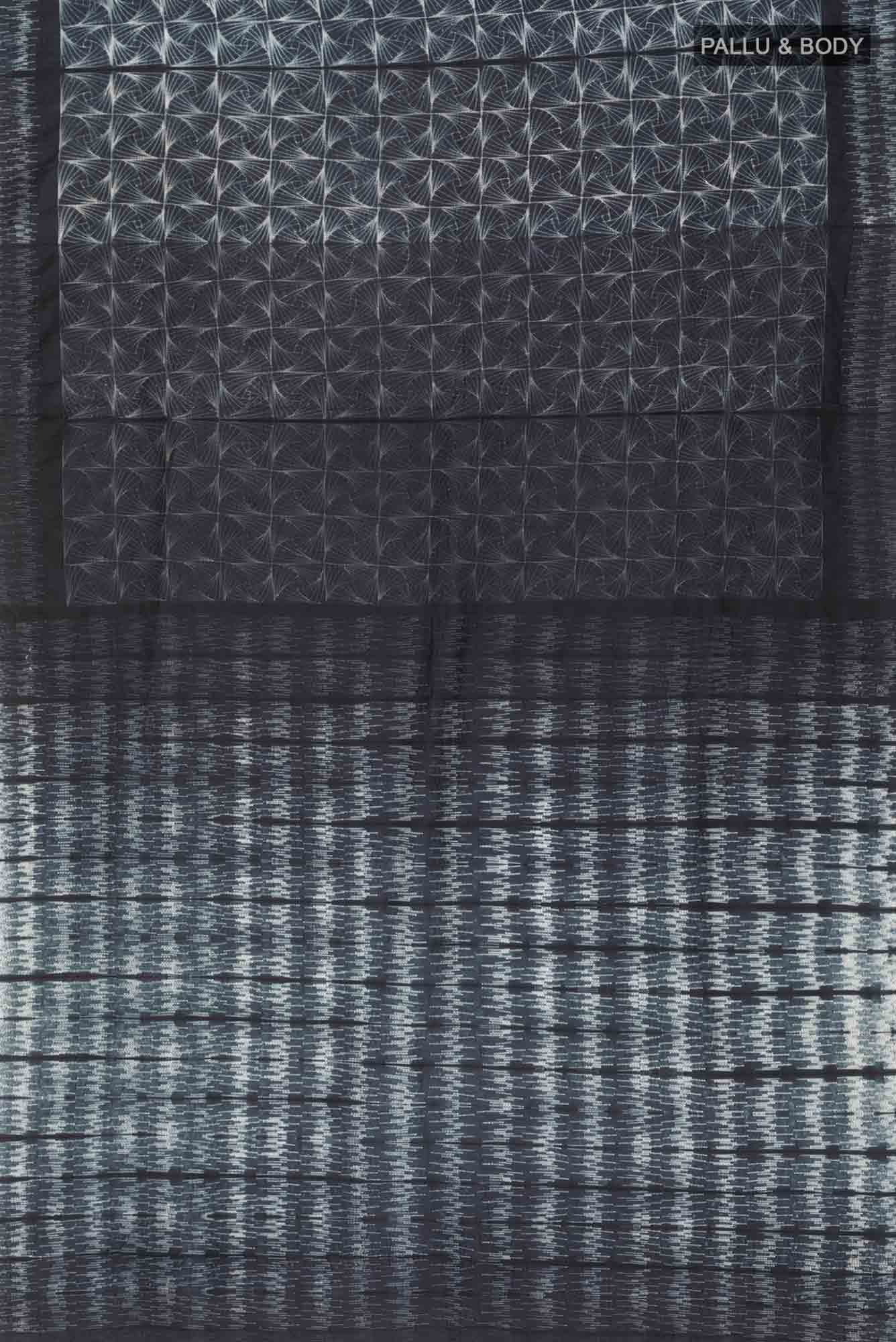 Grey Printed Silk Saree