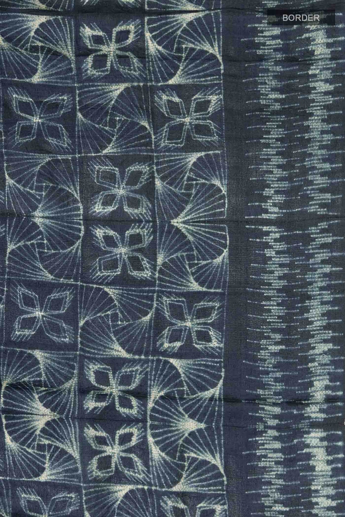Navy Blue Tussar Silk Saree