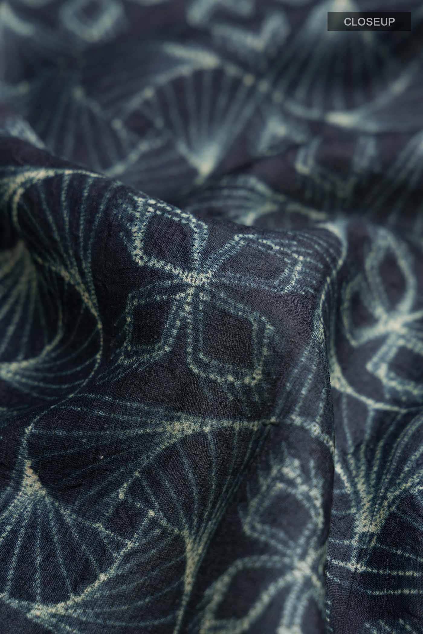 Navy Blue Tussar Silk Saree