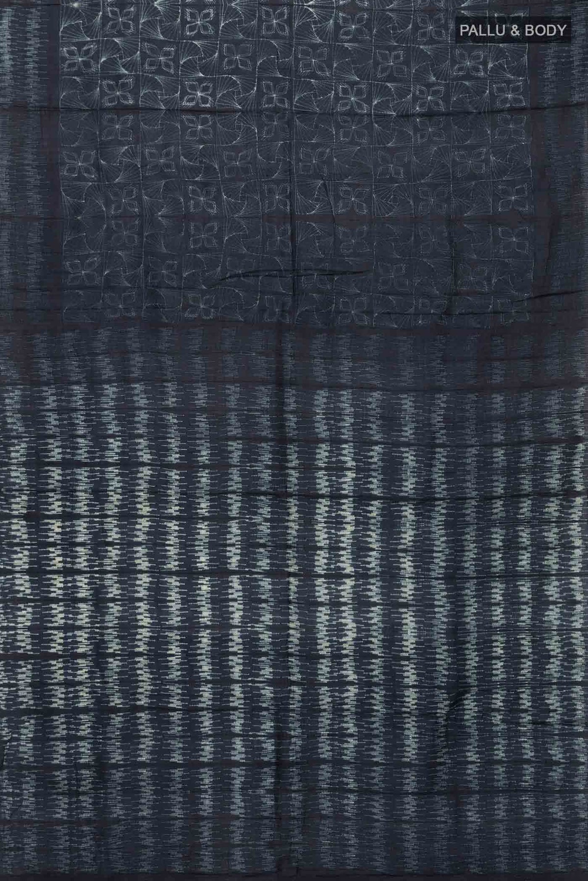 Navy Blue Tussar Silk Saree