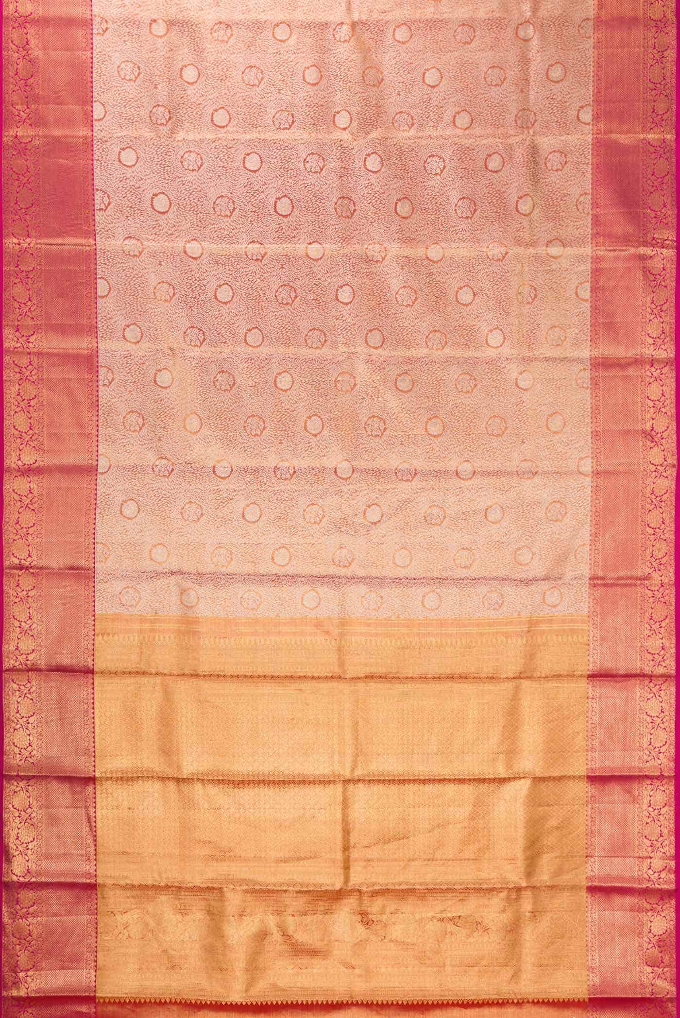 Dark Pink Dual Tone Kanchipuram Tissue Silk Saree