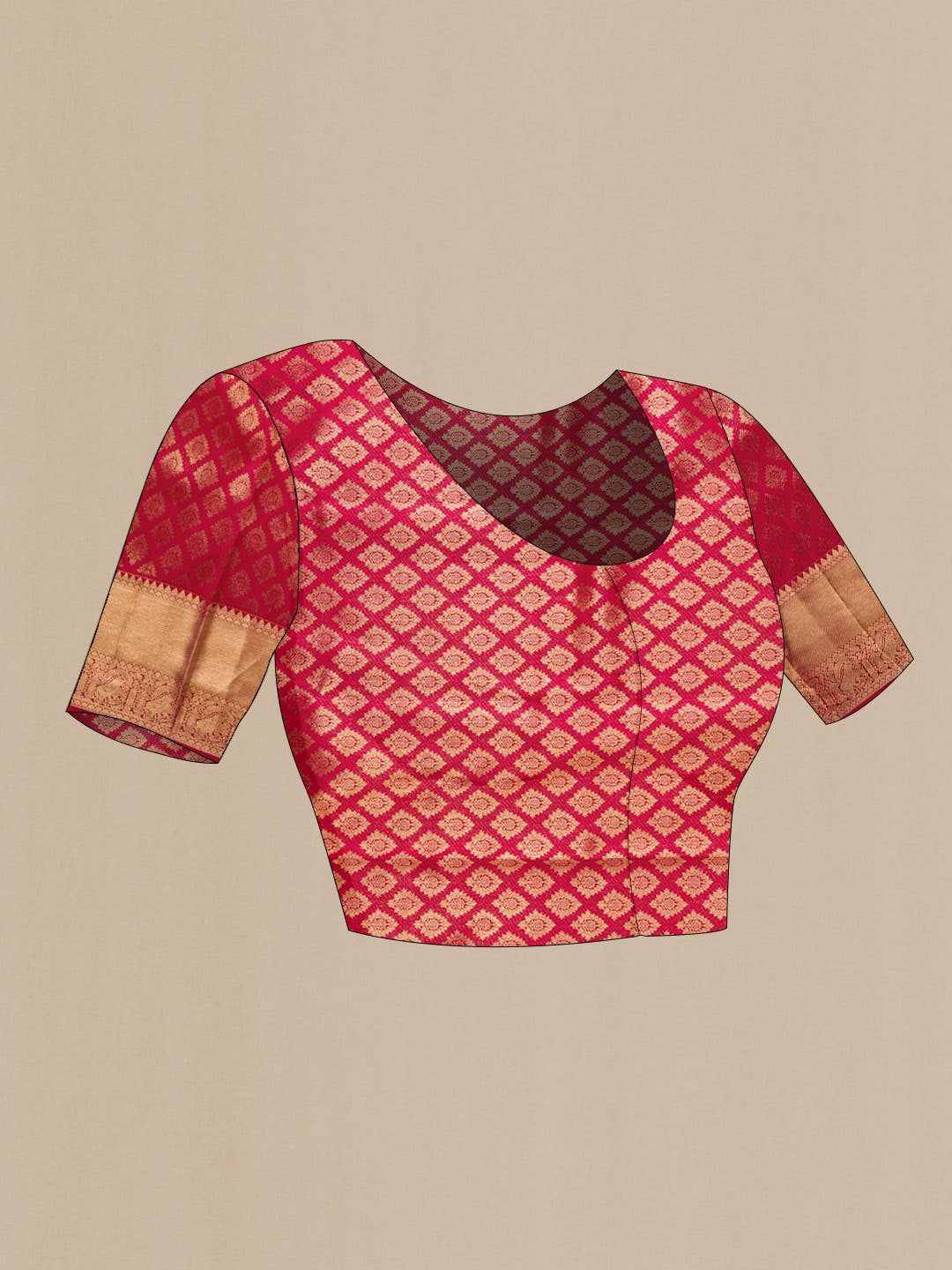 Rose Gold Dual Tone Kanchipuram Tissue Silk Saree