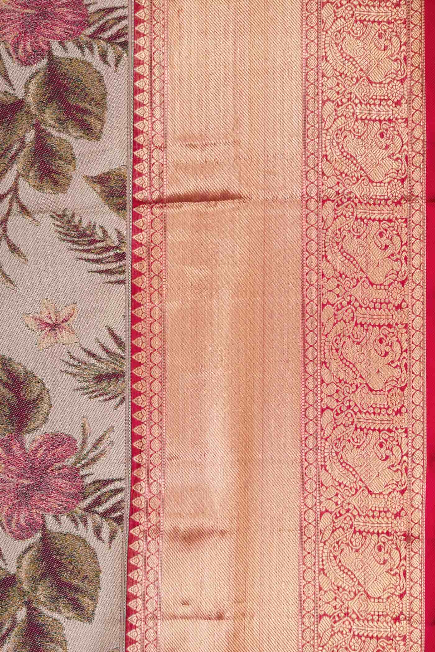 Rose Gold Dual Tone Kanchipuram Tissue Silk Saree
