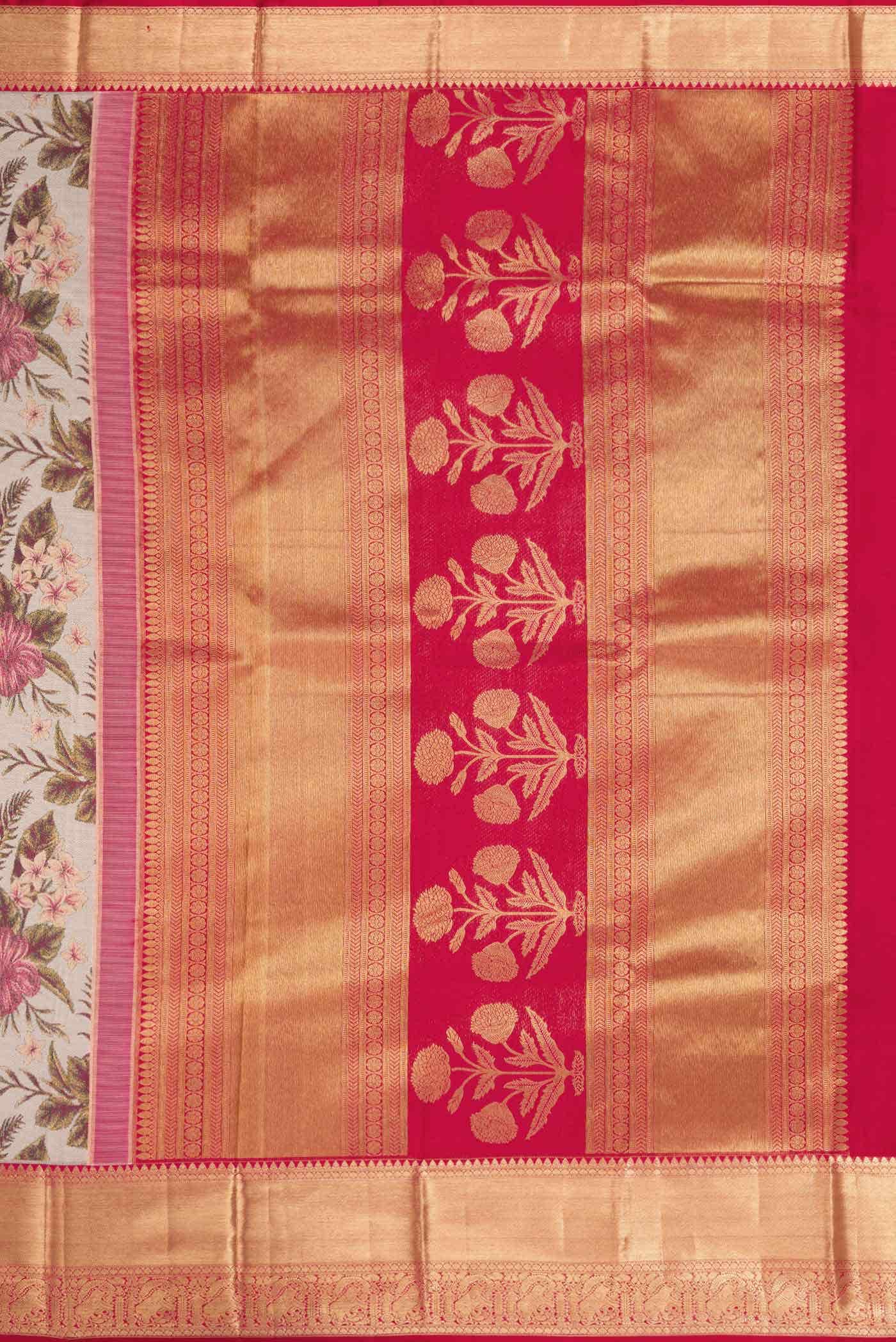 Rose Gold Dual Tone Kanchipuram Tissue Silk Saree