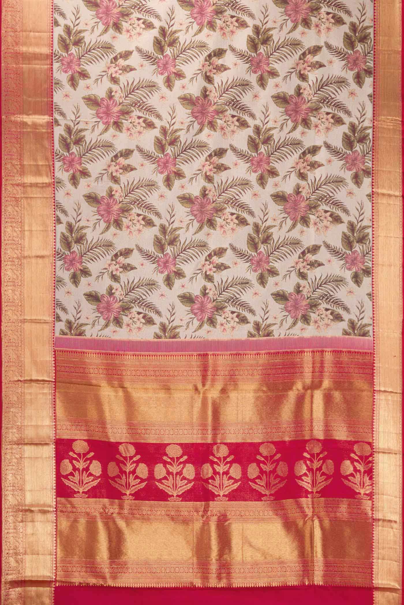 Rose Gold Dual Tone Kanchipuram Tissue Silk Saree