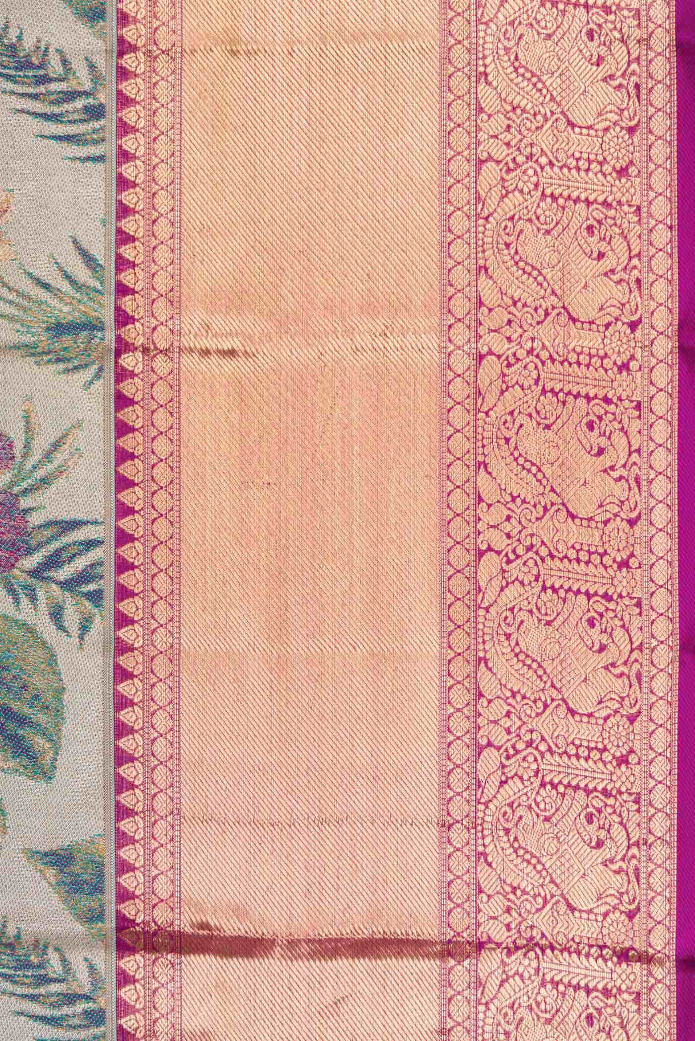 Grey Dual Tone Kanchipuram Tissue Silk Saree