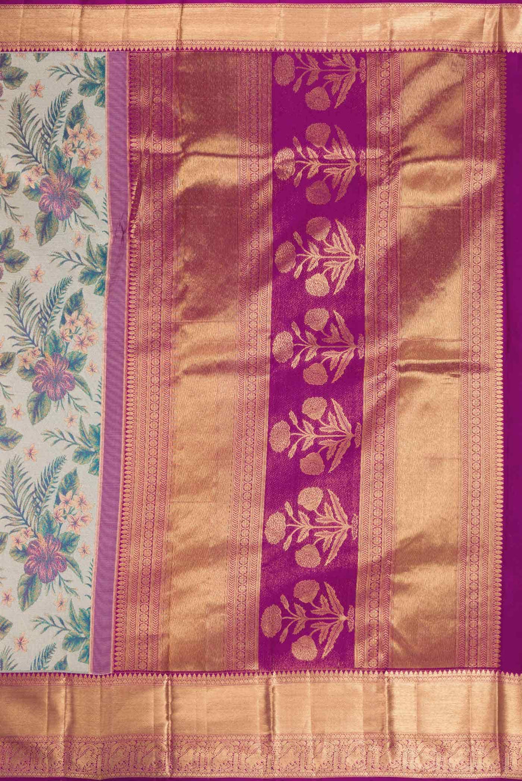 Grey Dual Tone Kanchipuram Tissue Silk Saree