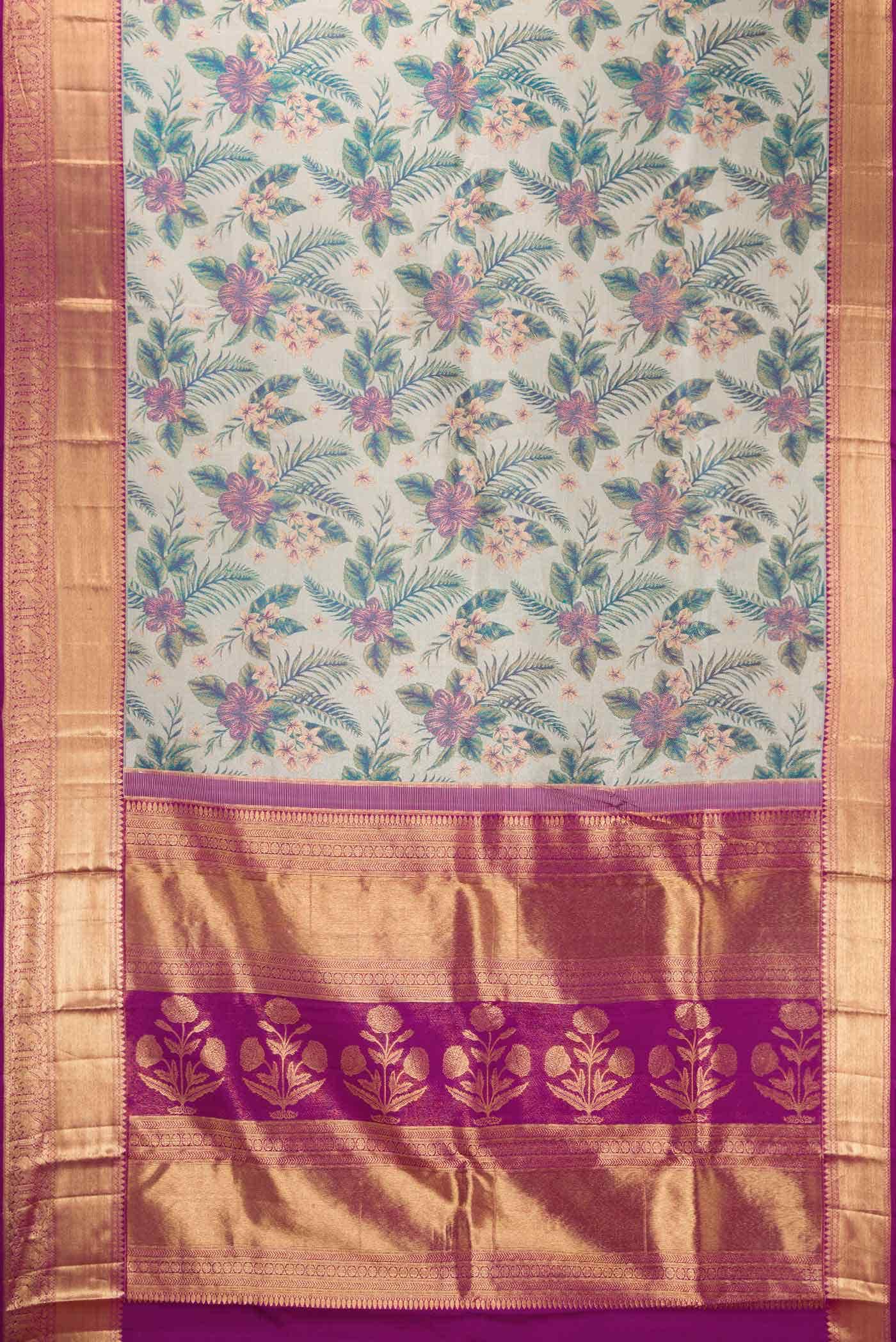 Grey Dual Tone Kanchipuram Tissue Silk Saree