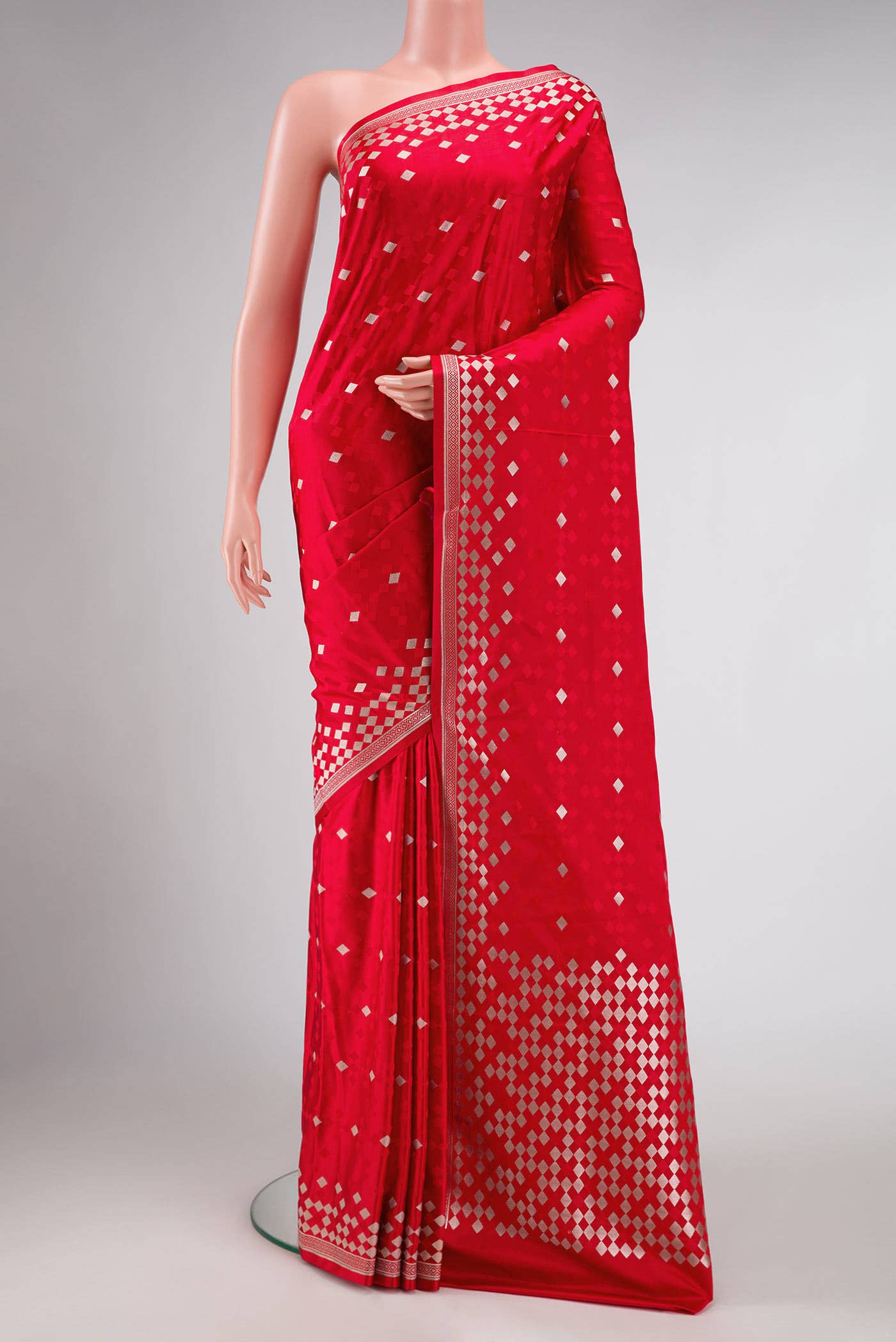 Red Dual Tone Blended Banarasi Silk Saree