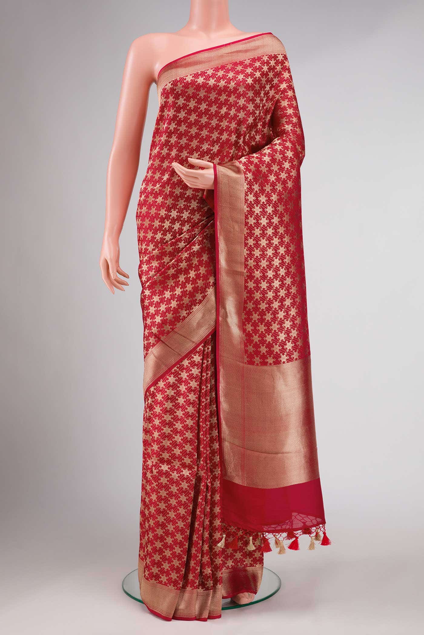 Red Dual Tone Banarasi Silk Saree